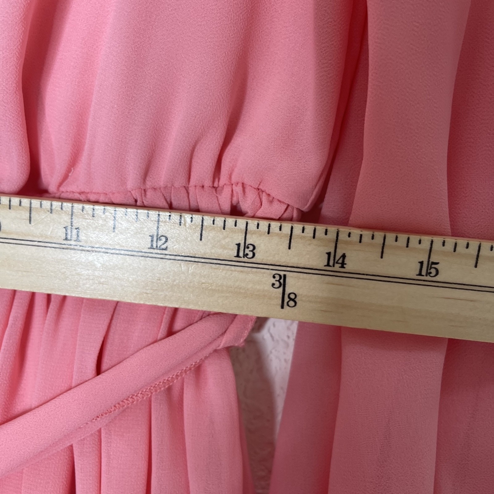 Miss Avenue Pink Maxi Dress Long Sleeve Tie Waist Flowy Lined Large Slit
