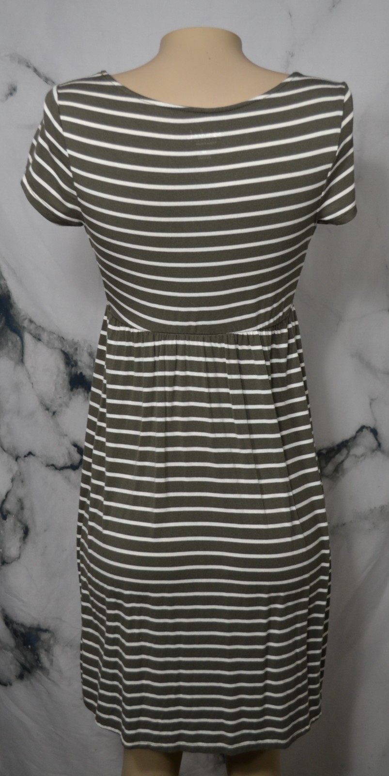 ISABEL MATERNITY BY INGRID & ISABEL Olive Cream Striped Stretch Jersey Dress XS