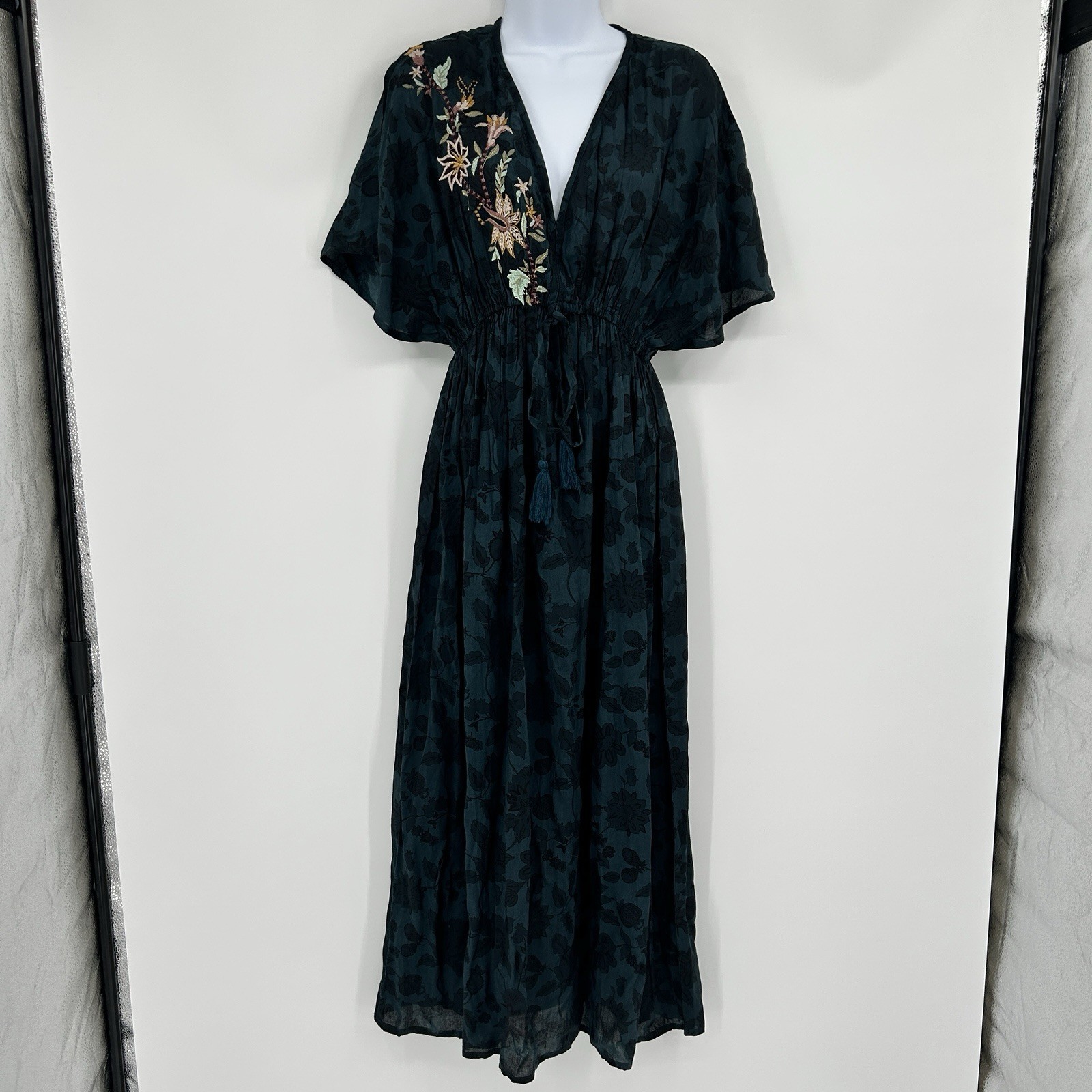 World Market Floral Boho Peasant Kaftan Dress Women S/M Festival Cottage Prairie
