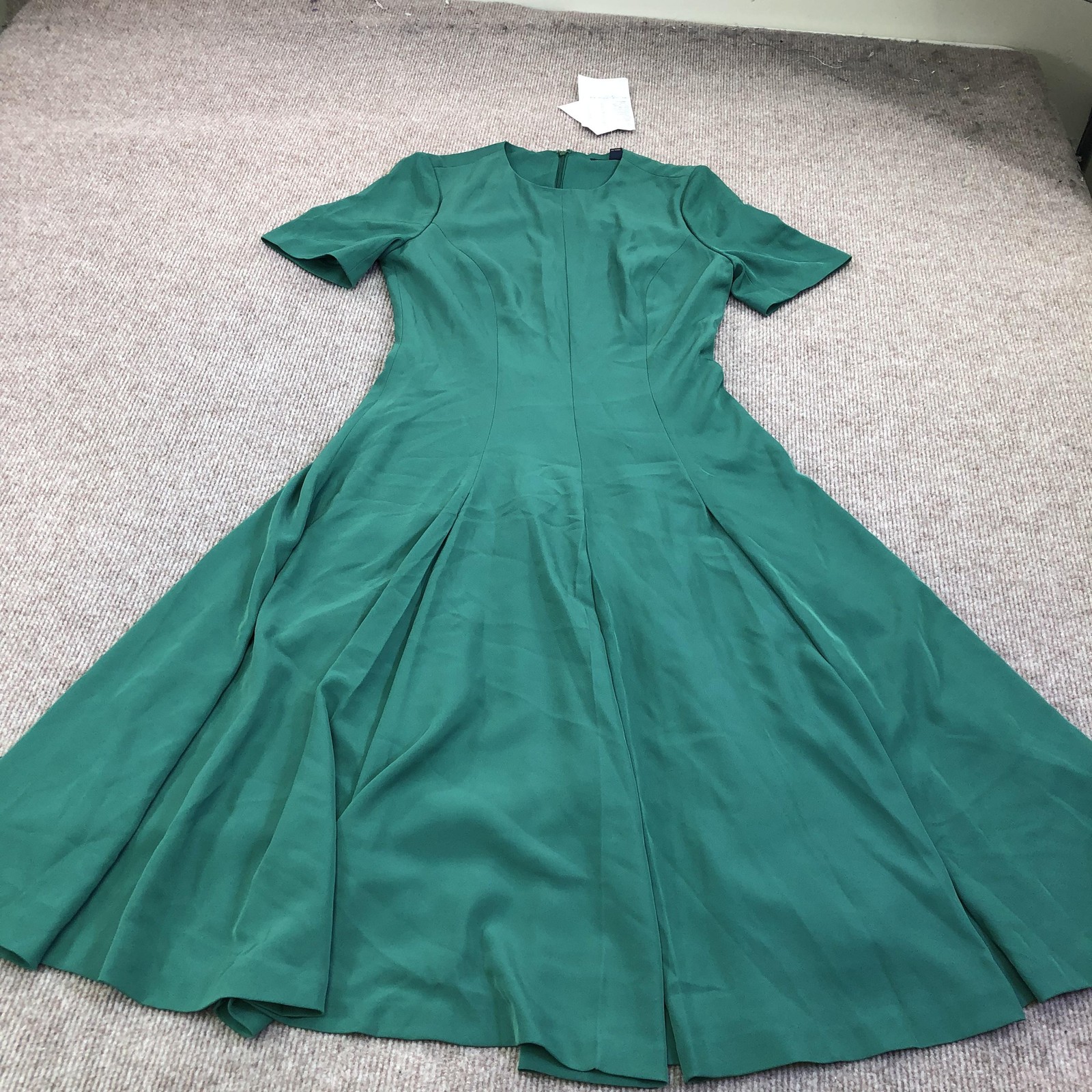 Brooks Brothers Dress Womens 2 Green Crepe Short Sleeve Fit & Flare Midi