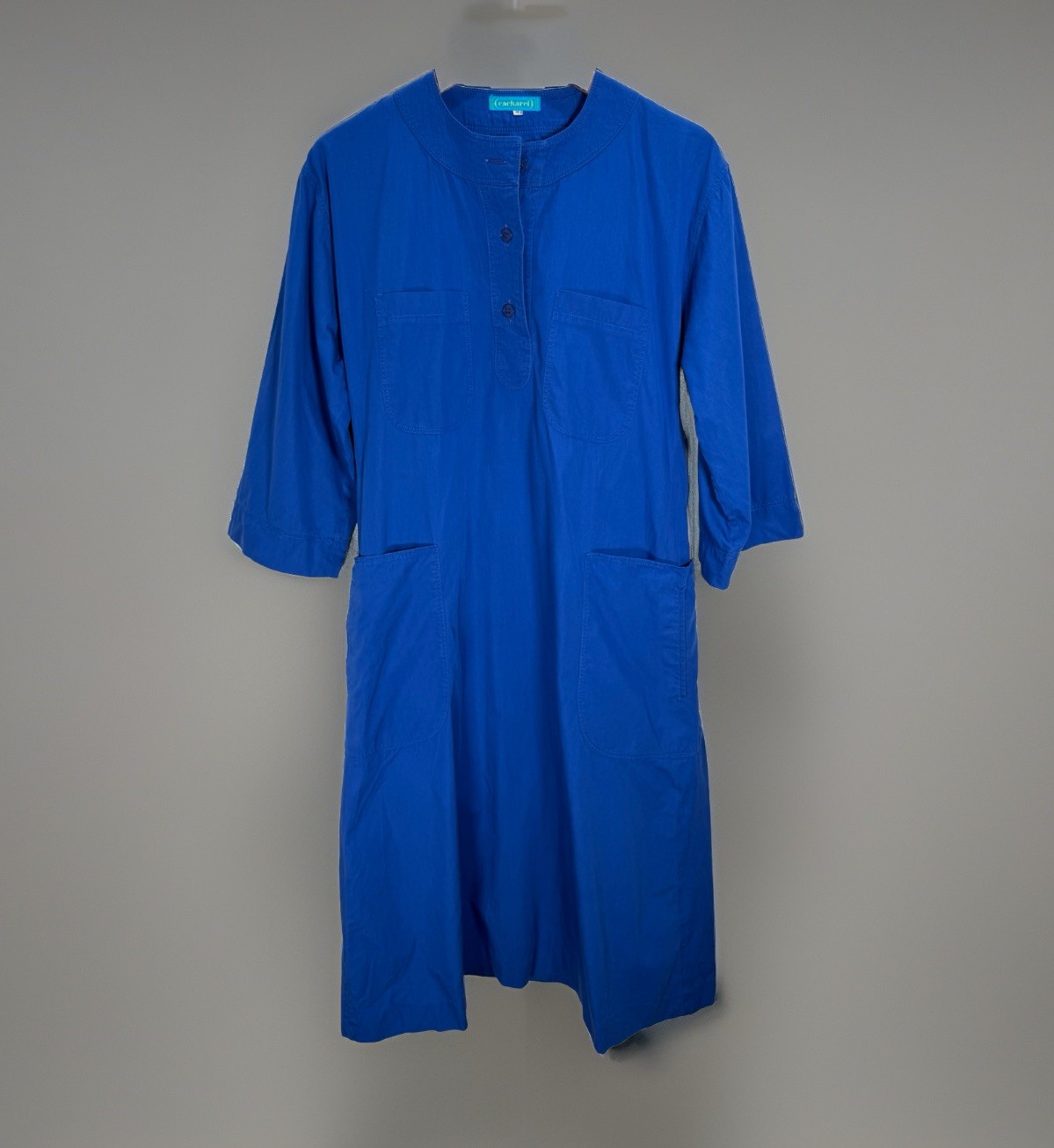 VTG Cacharel Shift Dress Womens 6 Lightweight Blue Classic Utility Paris Chic