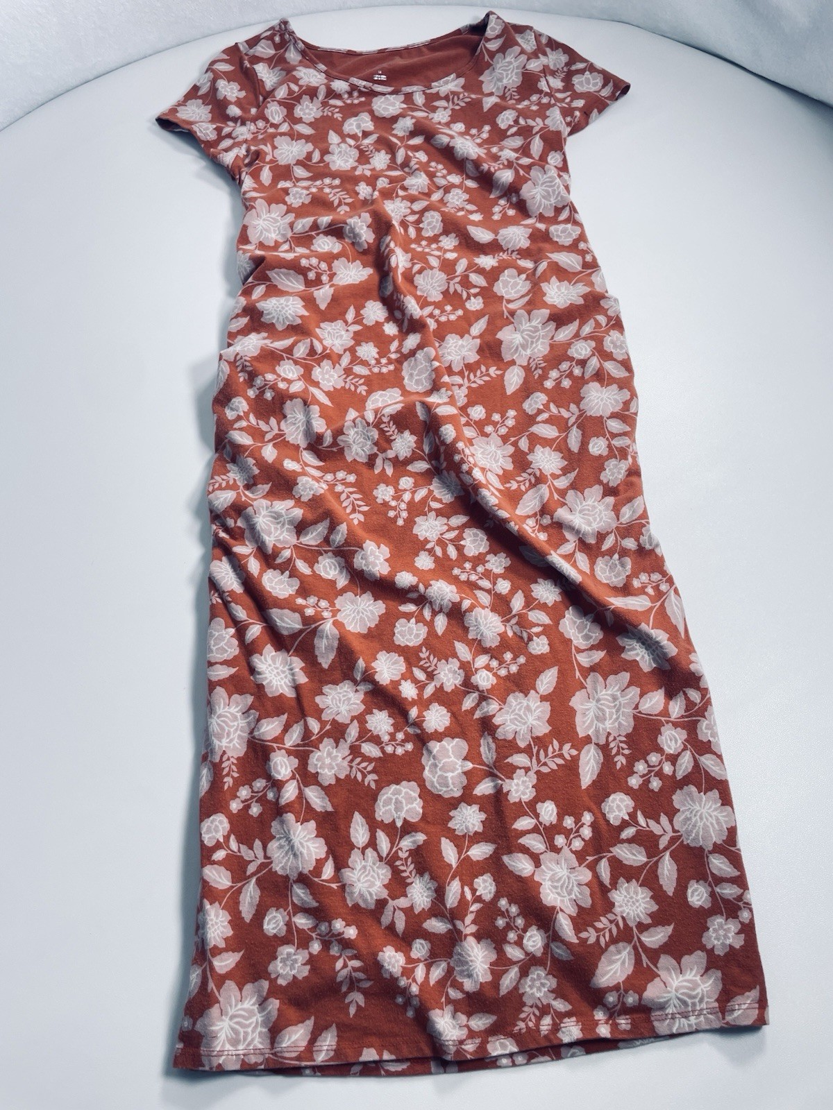 Isabel Maternity By Ingrid & Isabel M Coral Floral MaxiDress ShortSleeve Rouched