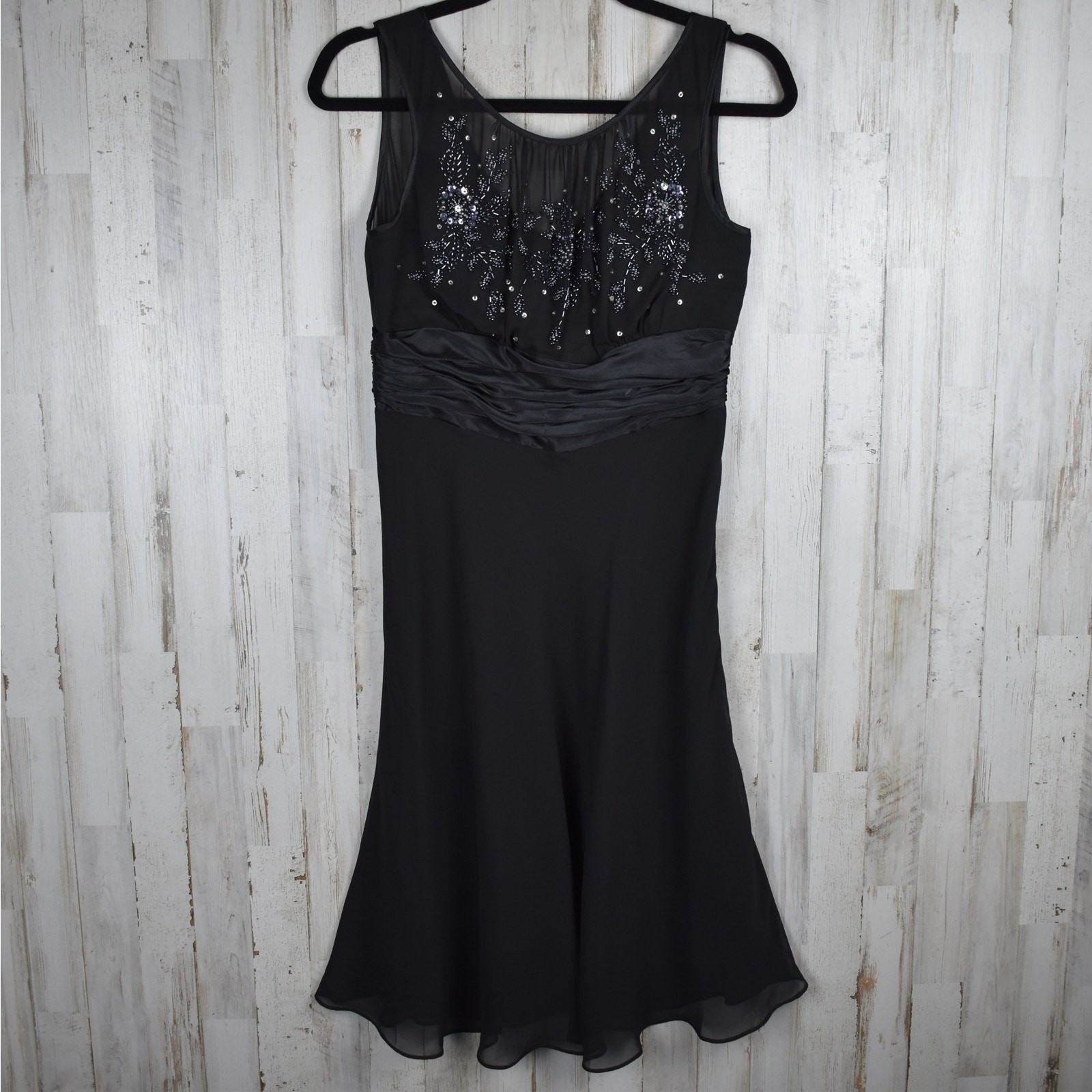 Vintage Black Beaded Sleeveless Formal Dress Women’s 6 Petite Whimsigoth Prom