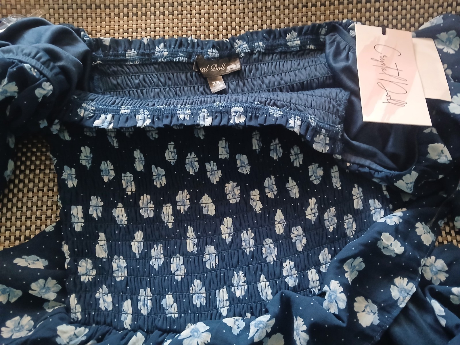 NWT Crystal Doll Blue and White Floral Midi Dress