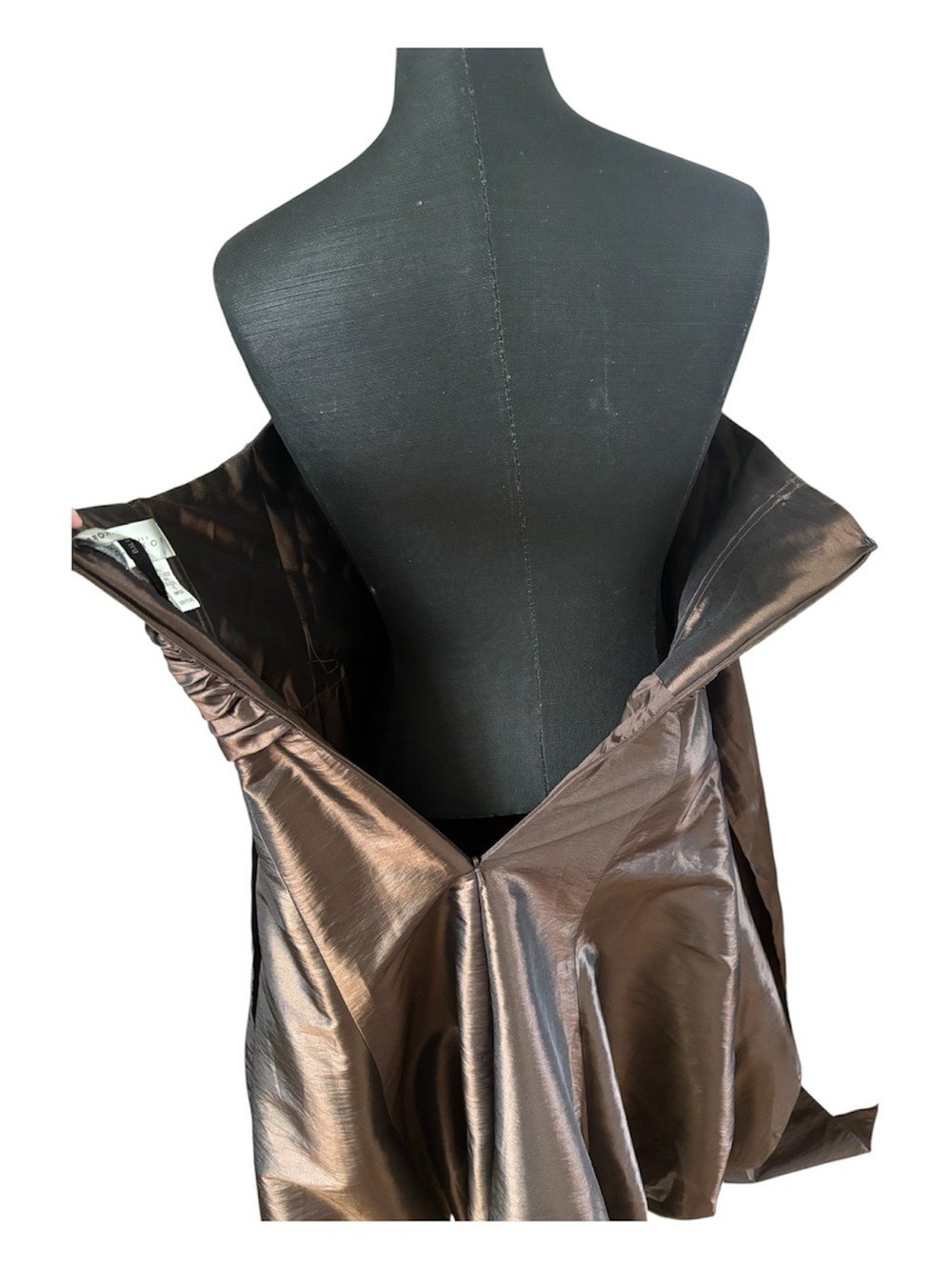 Bill Levkoff Tafetta Strapless Pleated Ruched Bubble Cocktail Dress Y2K Size12