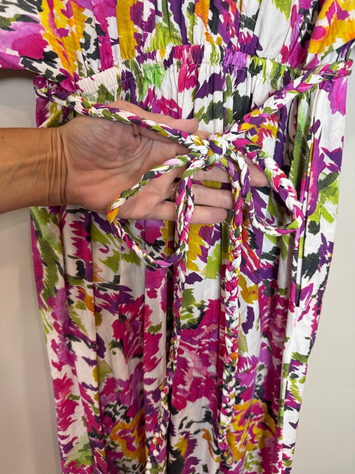 MISA Setareh Cotton Flora Splash Maxi dress XS (fits up to smaller MEDIUM)