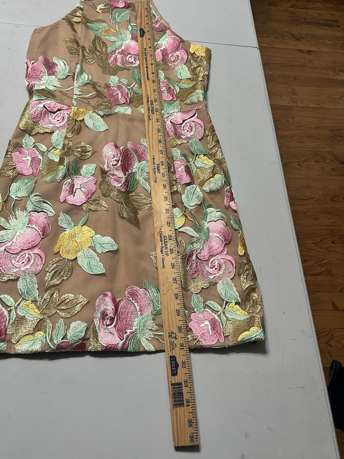 Dress The Population Floral Halter Sheath Dress Beige Tan Green Pink Size Medium