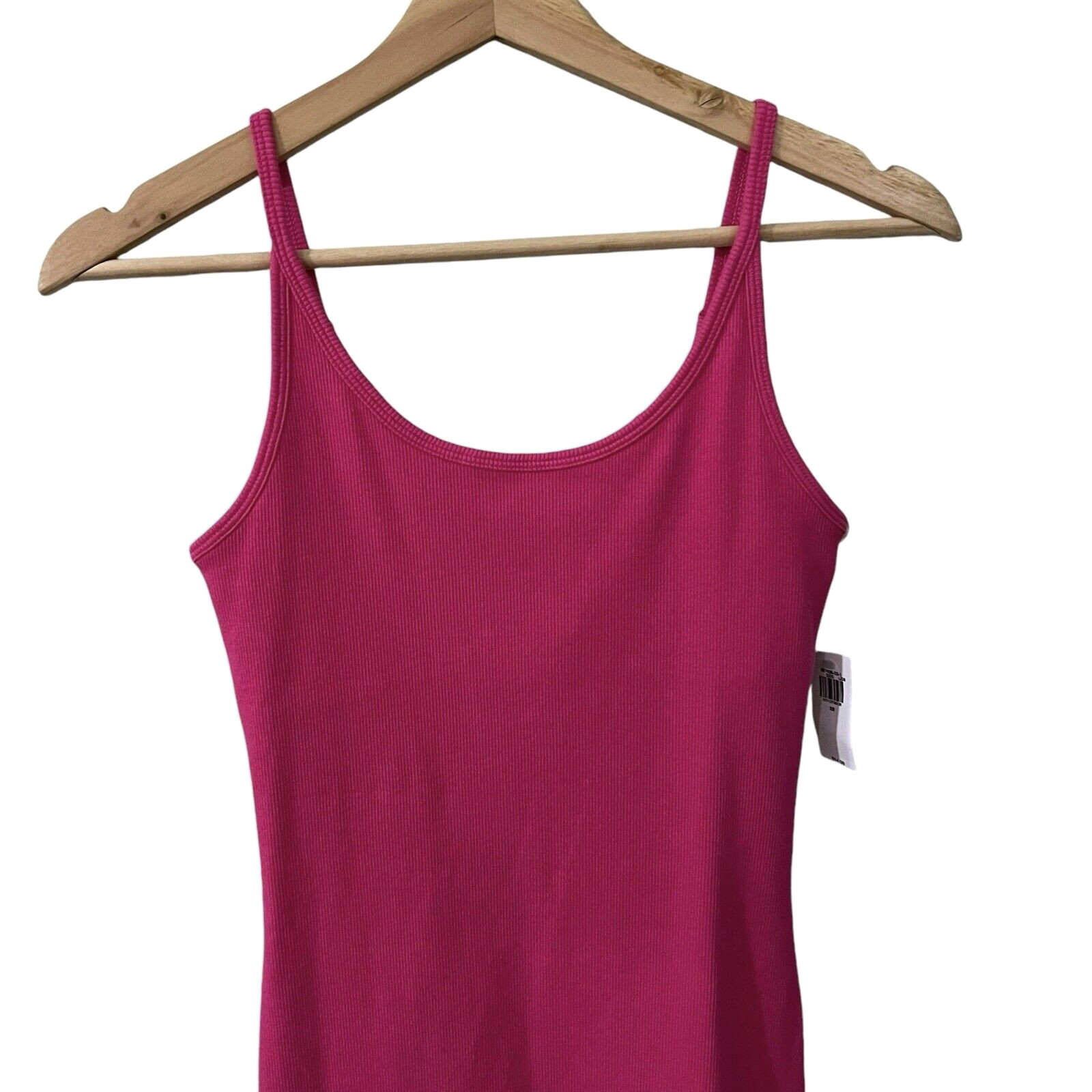 Old Navy Fitted Rib Knit Cami Mini Dress Size XS Hot Pink Spaghetti Shelf Bra