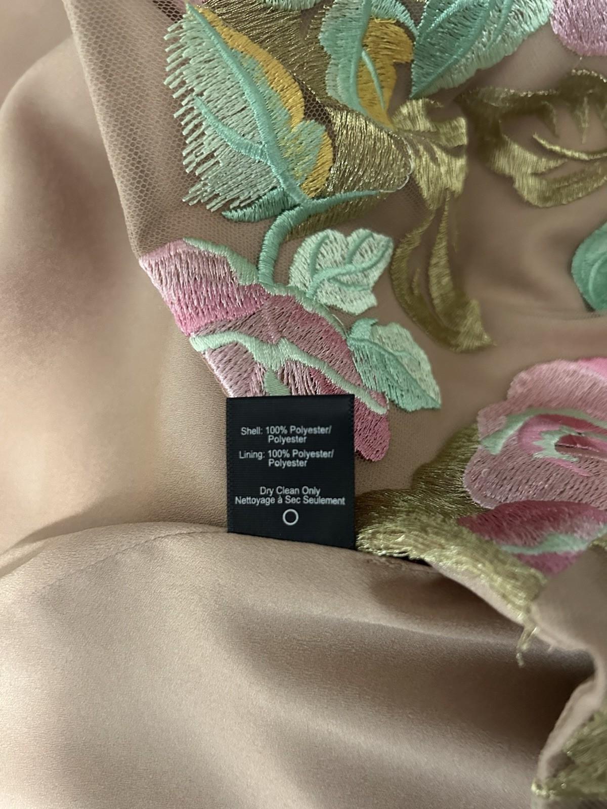 Dress The Population Floral Halter Sheath Dress Beige Tan Green Pink Size Medium