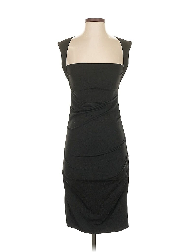 Nicole Miller Collection Black Ruched Bodycon Cocktail Dress Size S Excellent