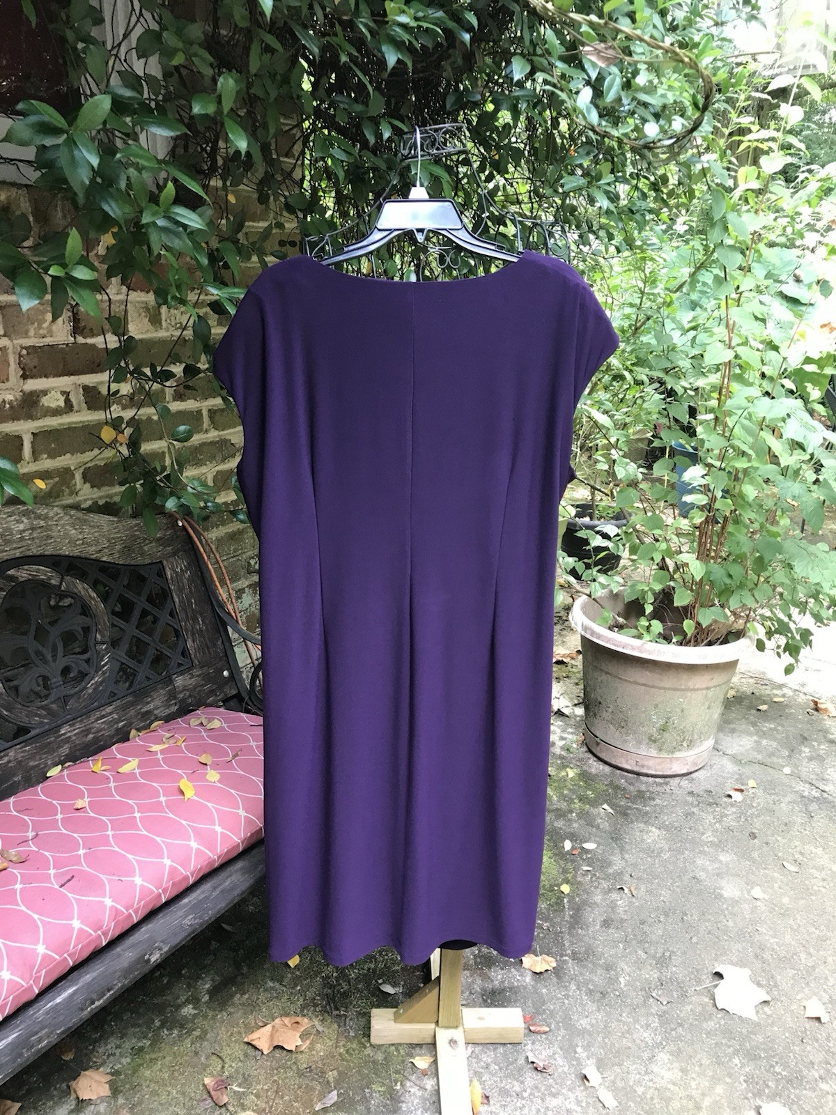 Anne Klein- EGGPLANT PURPLE POLYKNIT MIDI WRAP DRESS- Size XL/1X?- EUC