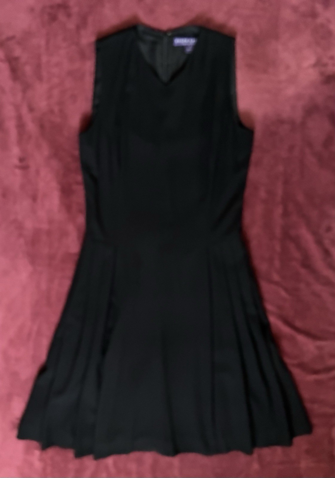 Ralph Lauren Collection Purple Label Black Dress Fit Flare Pleated Sleeveless 8