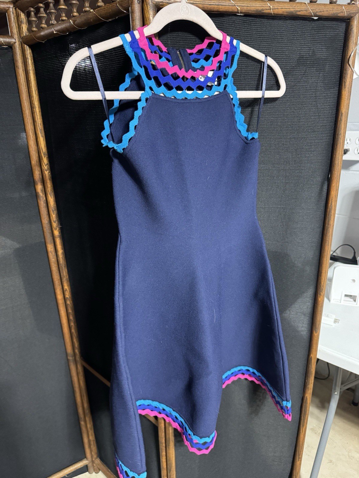 NWT MILLY Diamond Cut Flare Mini Dress – Size Small Stretch Org. $495