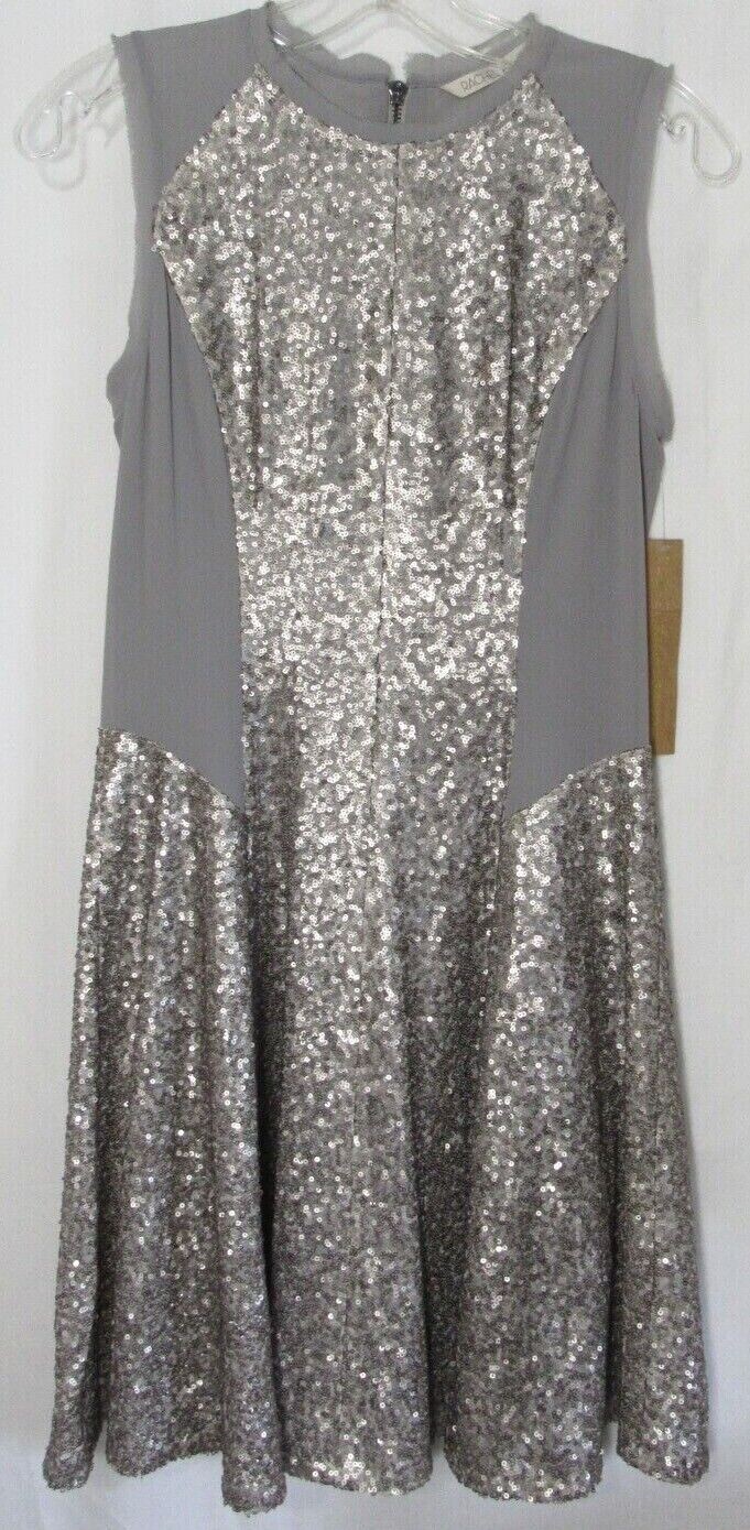 Rachel Roy Gray & Silver Sequined Lined Sleeveless Dress Size 2 NWT
