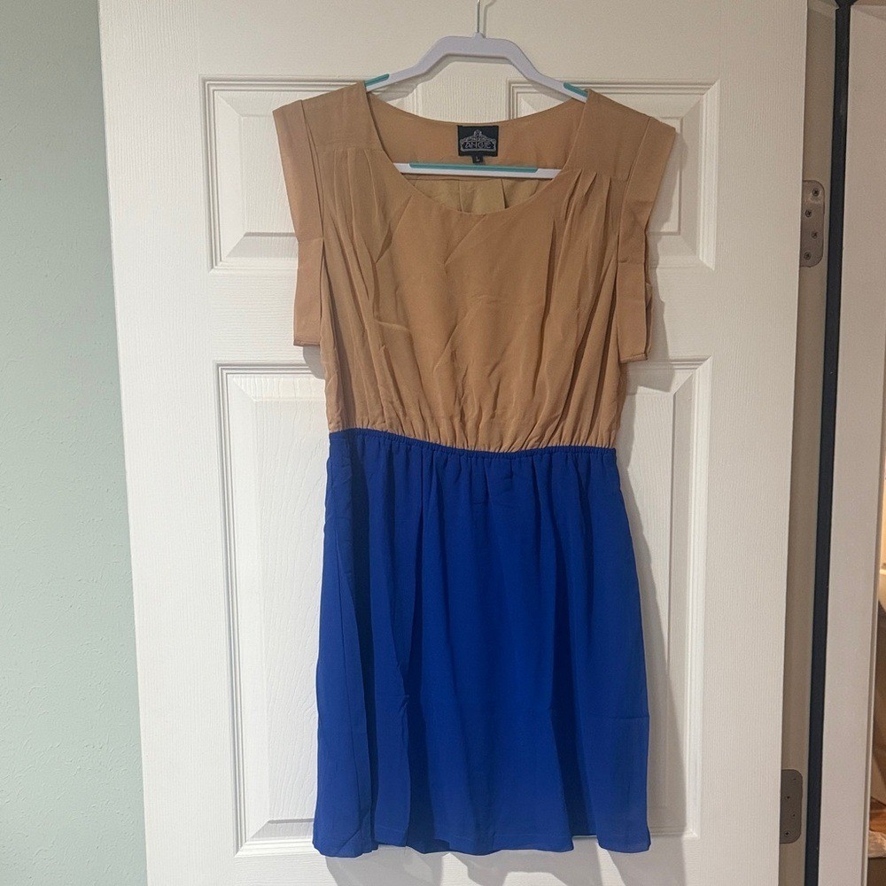 Angie Tan and Blue Mini Dress