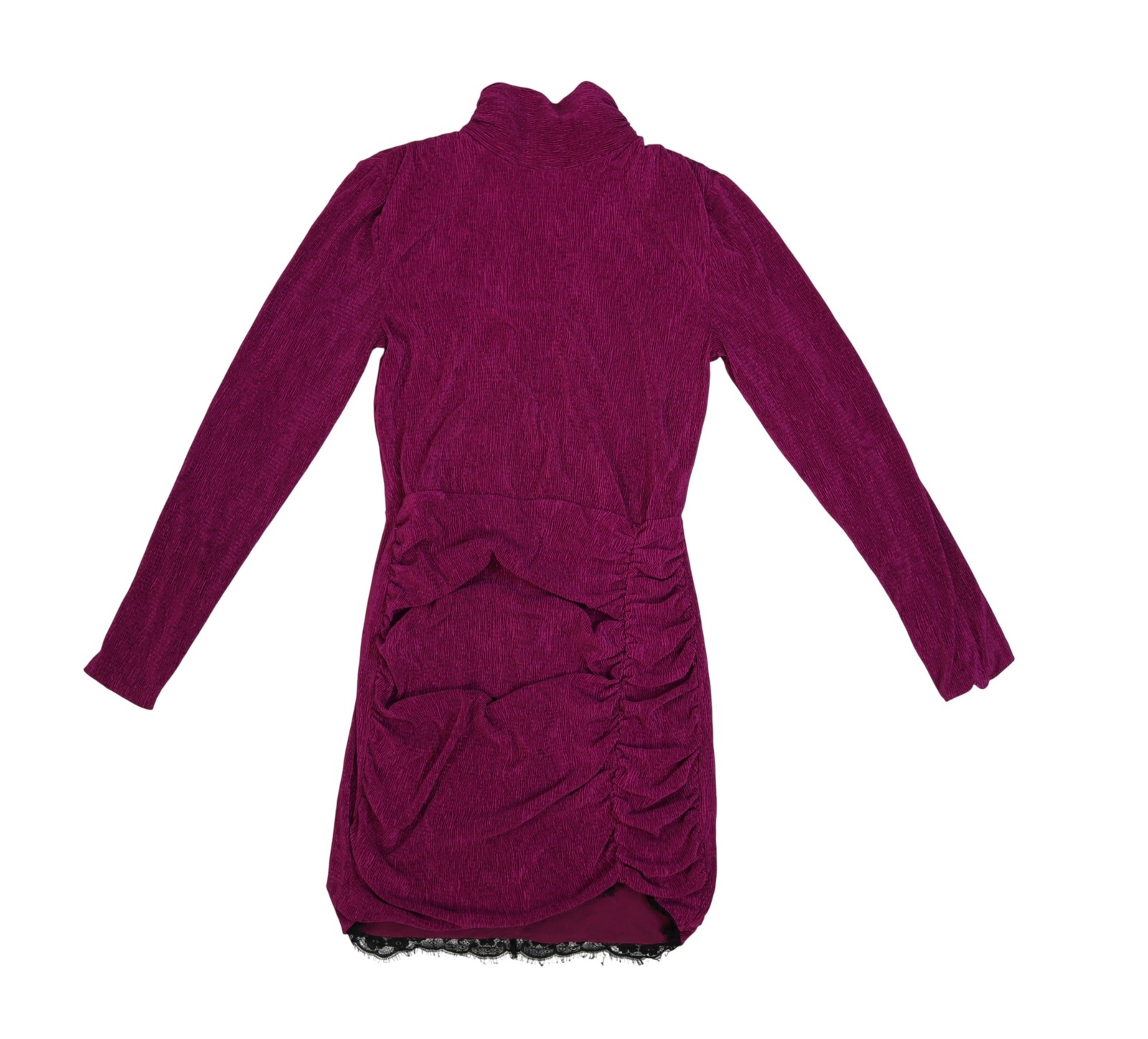 Saylor Dress Womens Medium Purple Turtleneck Keyhole Ruched Bodycon Short Party