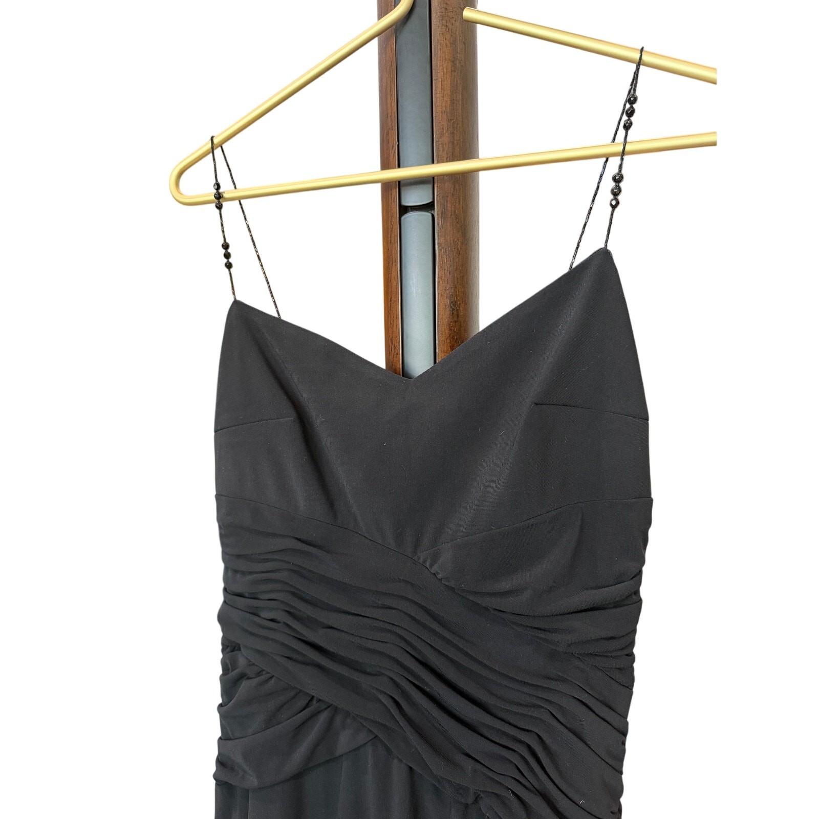 Laundry Shelli Segal Black Beaded Strap Hi-Low Dress 6 LBD Cocktail