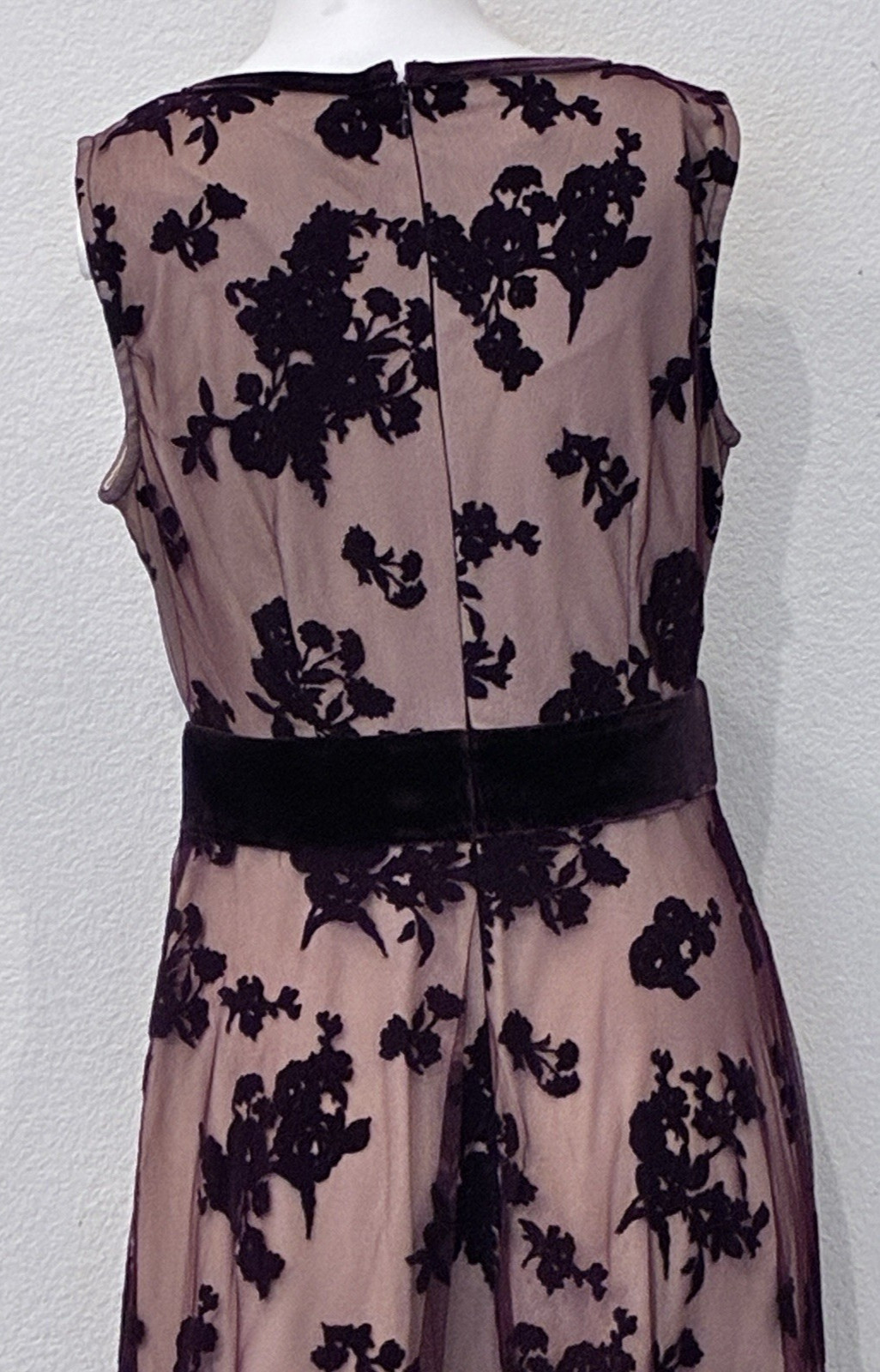 Taylor Whimsigoth Flocked Velvet Mesh Maxi Dress Size 2 Burgundy Dark Romance