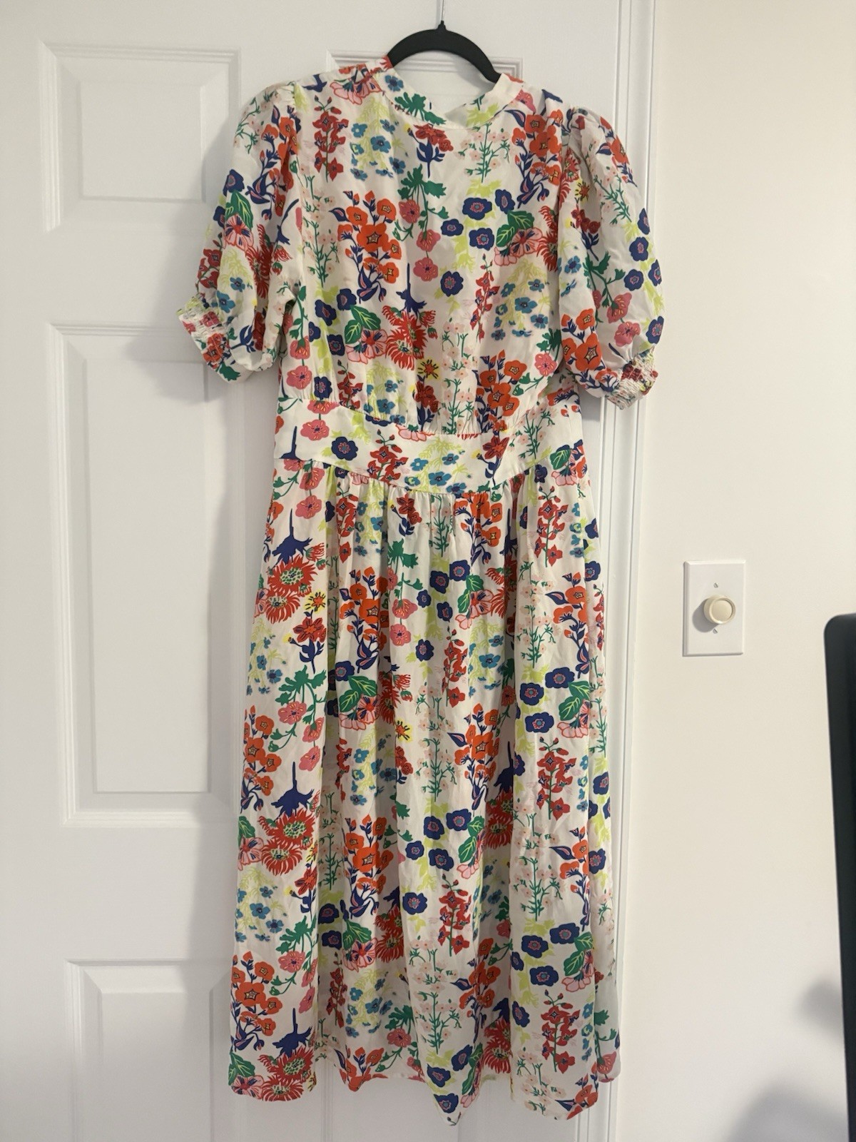 Boden Floral Multicolor Puff Sleeve V-Neck Maxi Midi Dress 8R Regular