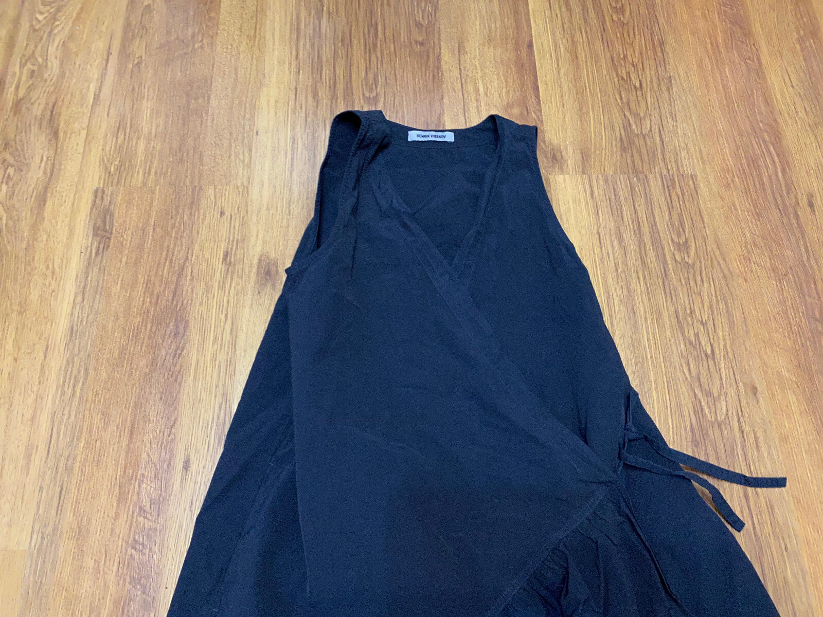 HENRIK VIBSKOV DARK NAVY NYLON COTTON RUFFLE DRESS BLAZE-XS