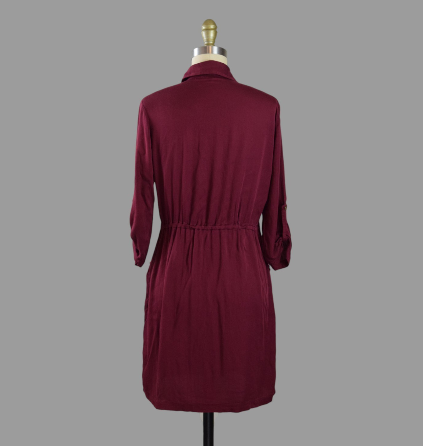 CACHAREL French Maroon Button Front Shirt Dress Size XS US