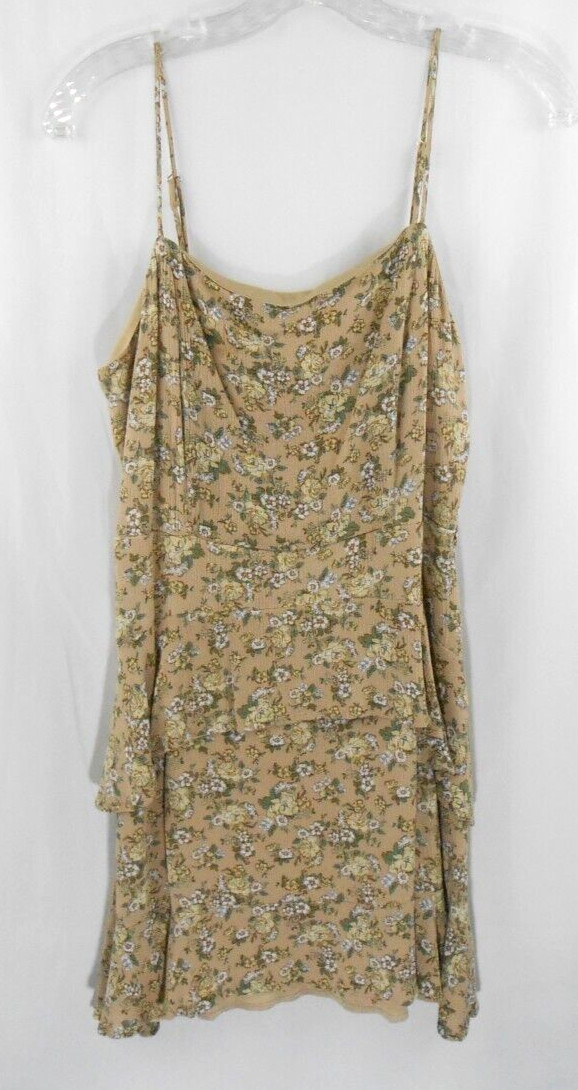 Altar’d State Womens L Beige Yellow Flower Print Layered Lined Tank Dress
