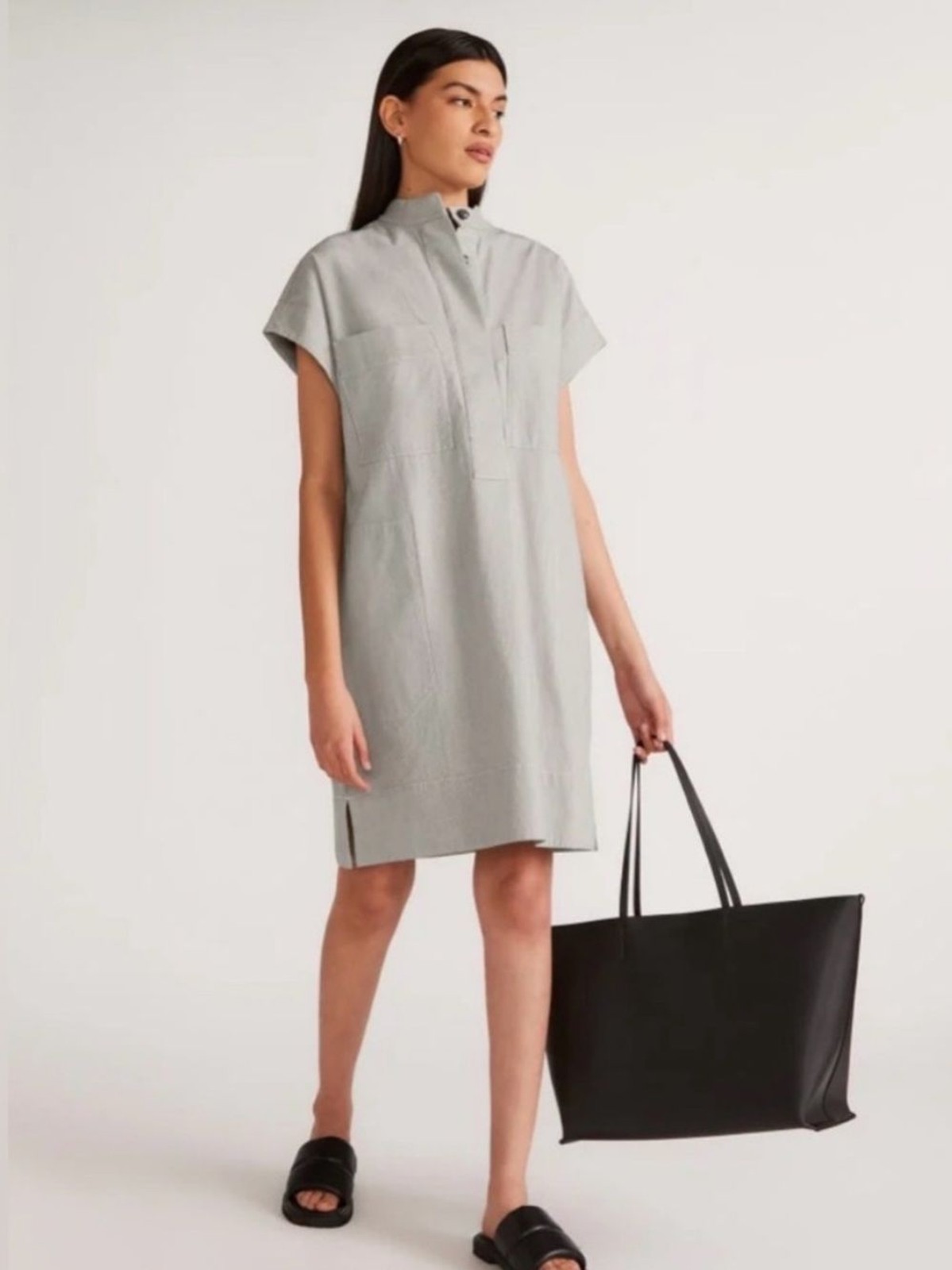 Everlane The Easy Workwear Dress Organic Cotton Stripe Utility Size XS