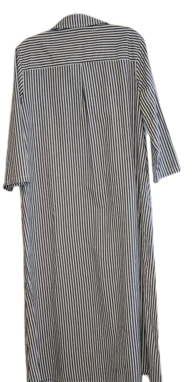 Lightweight Gray Striped Oversized Maxi Shirt Dress, Long Sleeves, Med, NWT