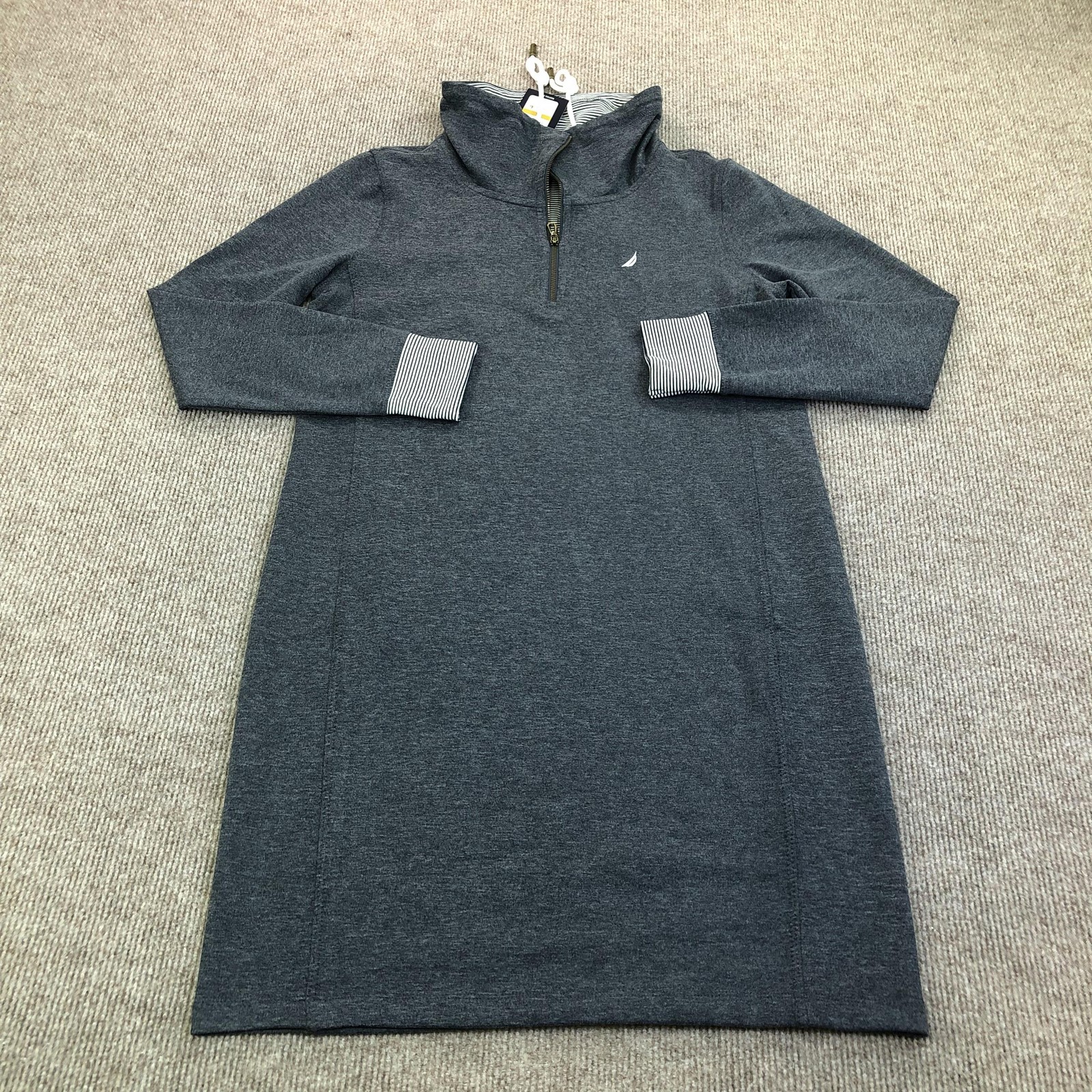Nautica Jeans Sweater Dress Womens Small Gray New England Collared Long Sleeve