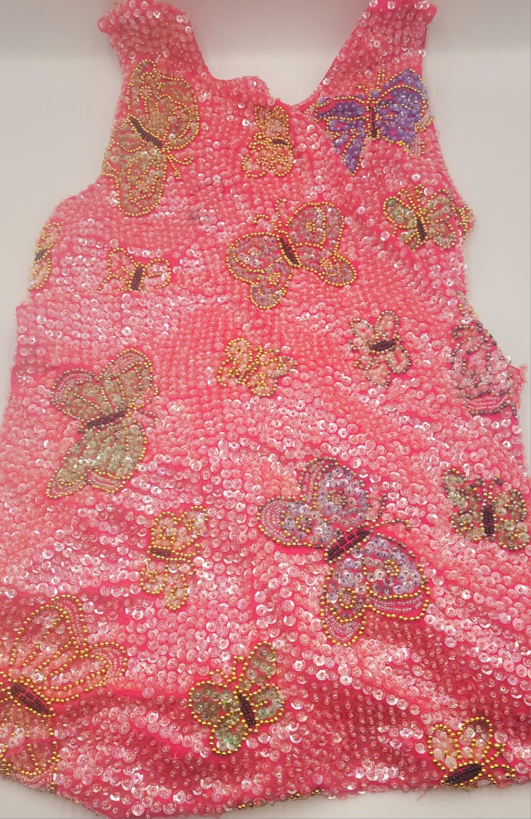 Little Attitudes Beautiful Hand Sewn Sequin Pink Butterfly Dress Size 14