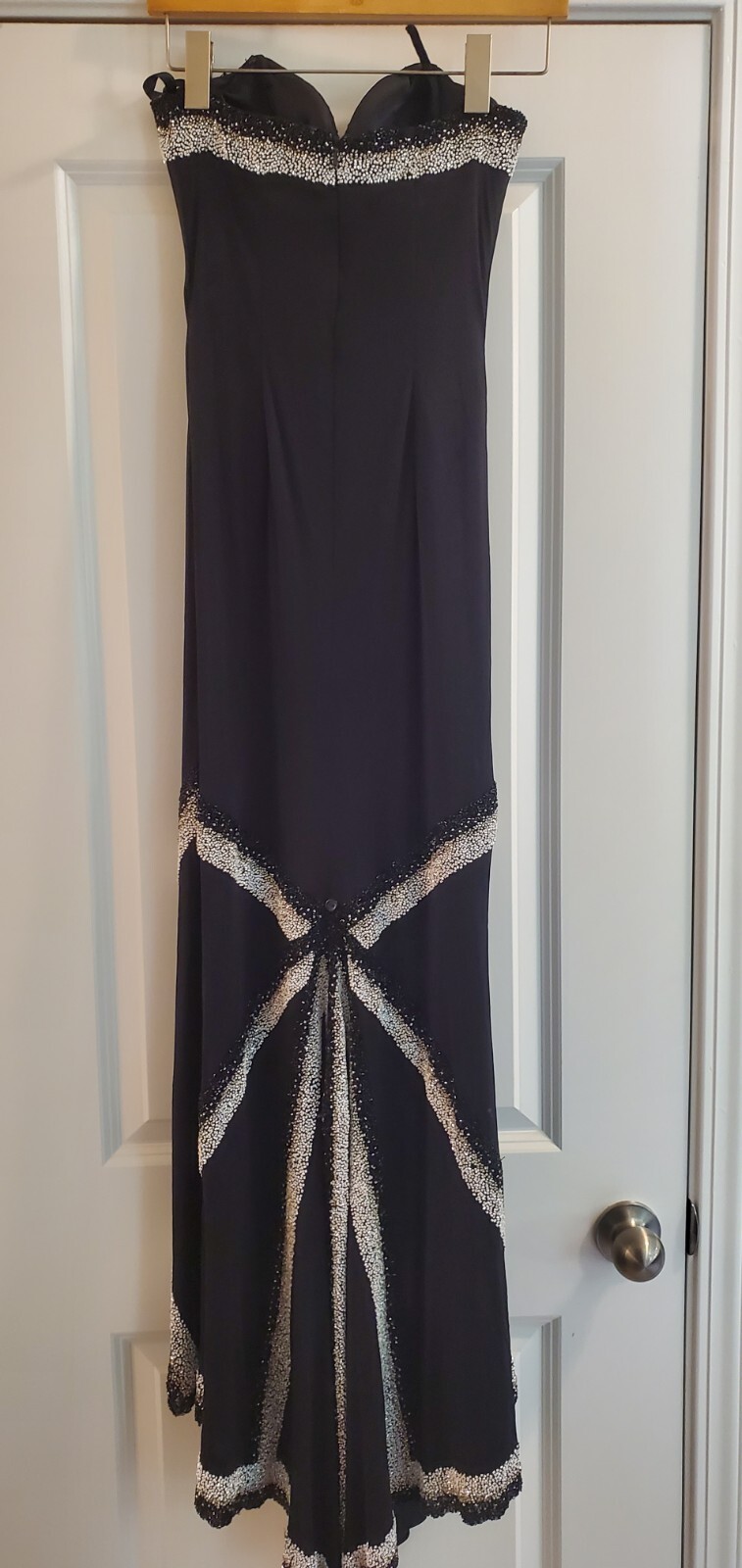 Cassandra Stone Vintage Black And White Beaded Sequin Sleeveless Dress Gown 2