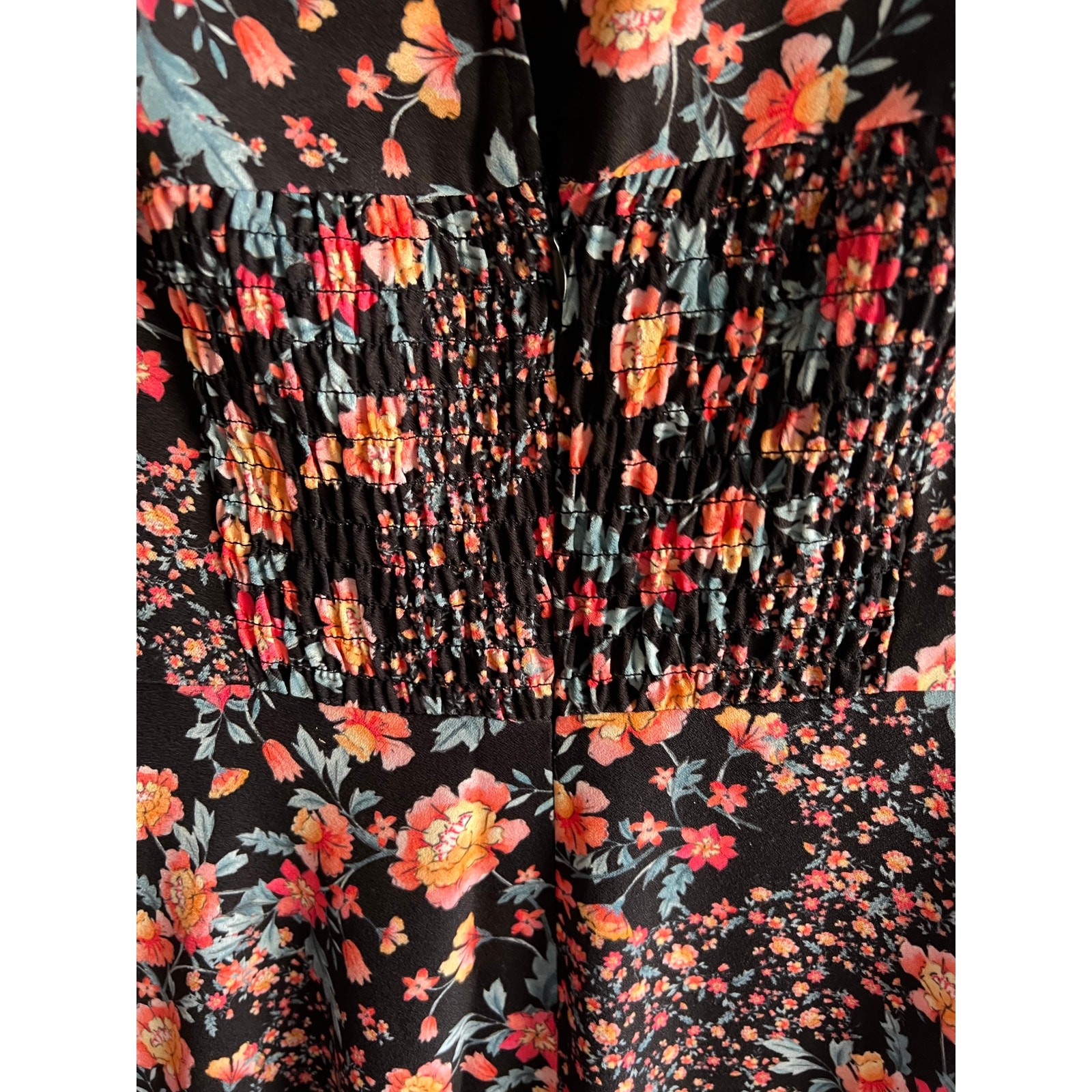 Alexia Admor Katie midi dress black, pink, and orange floral print NWT Sz 8