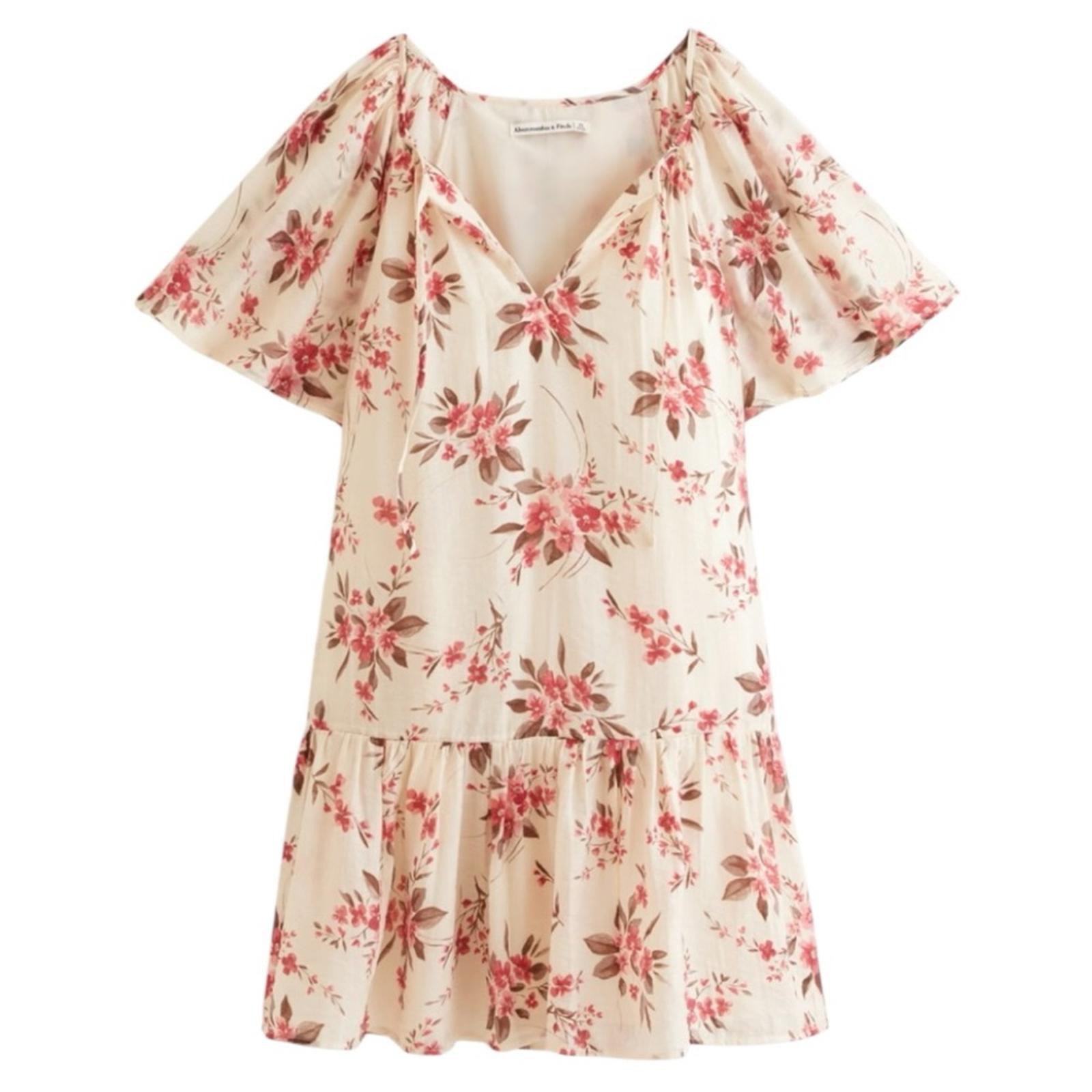 NWT Abercrombie & Fitch Floaty Trapeze Mini Dress in Cream Floral Size ST