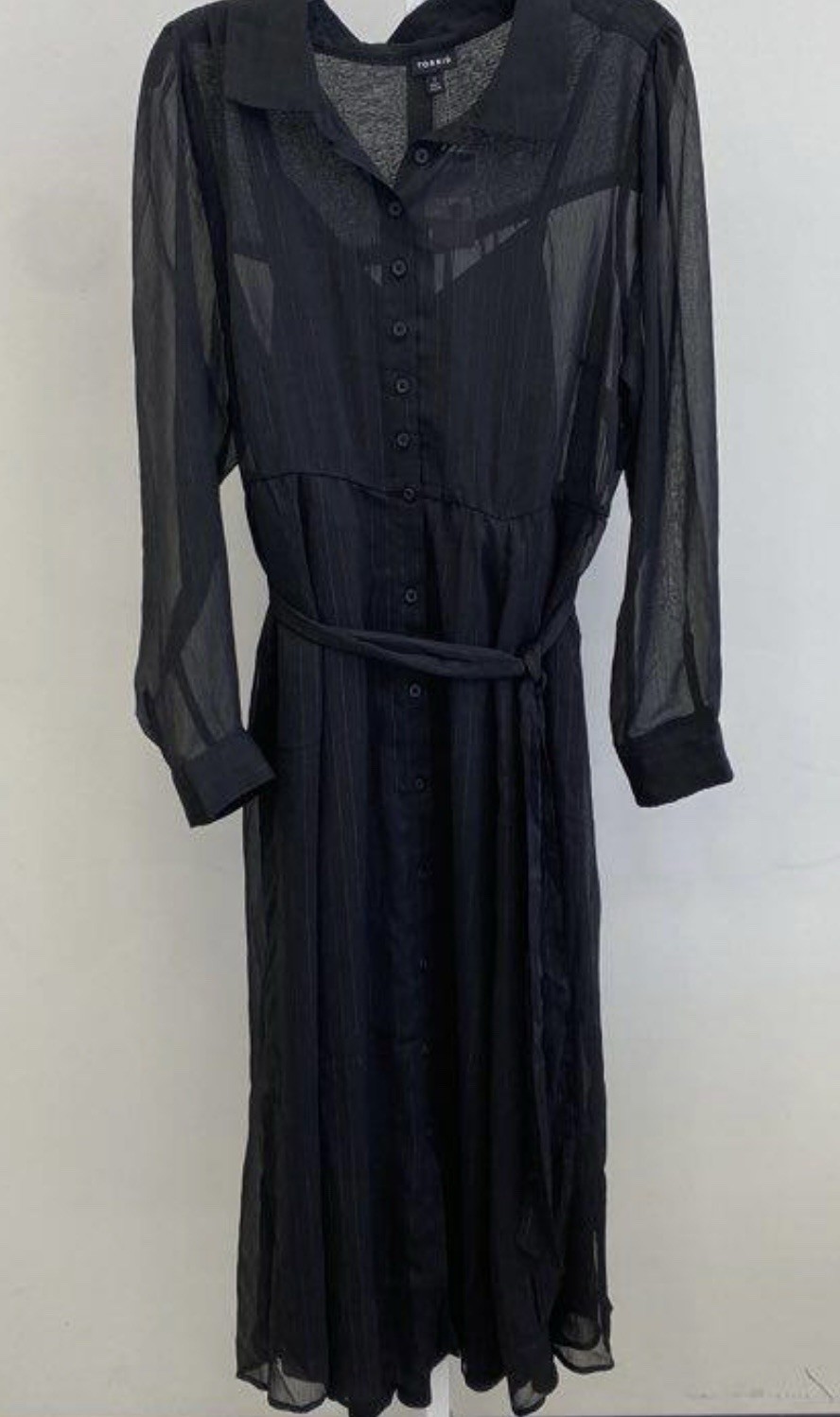 NWT Torrid Dress with Sheer Metallic Stripes Button Up Womens Dress Sz 1X 14-16