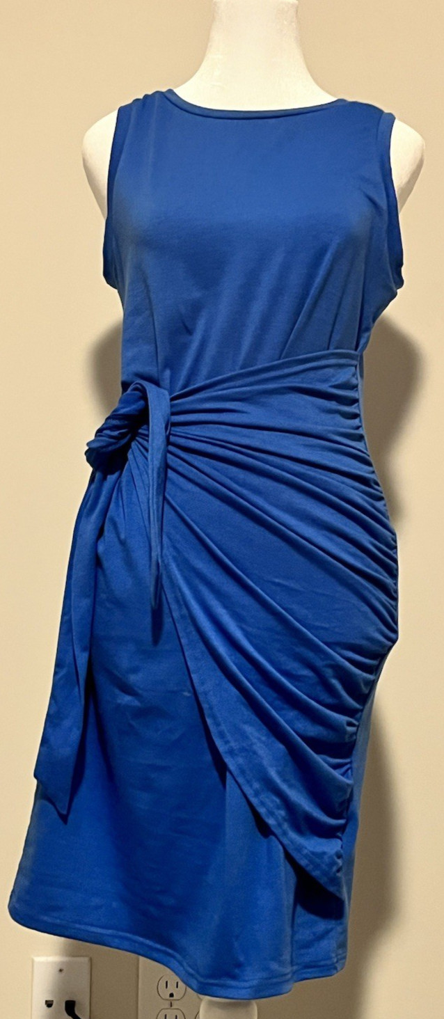 Lillusory Knee Length Blue Wrap Dress Size Medium