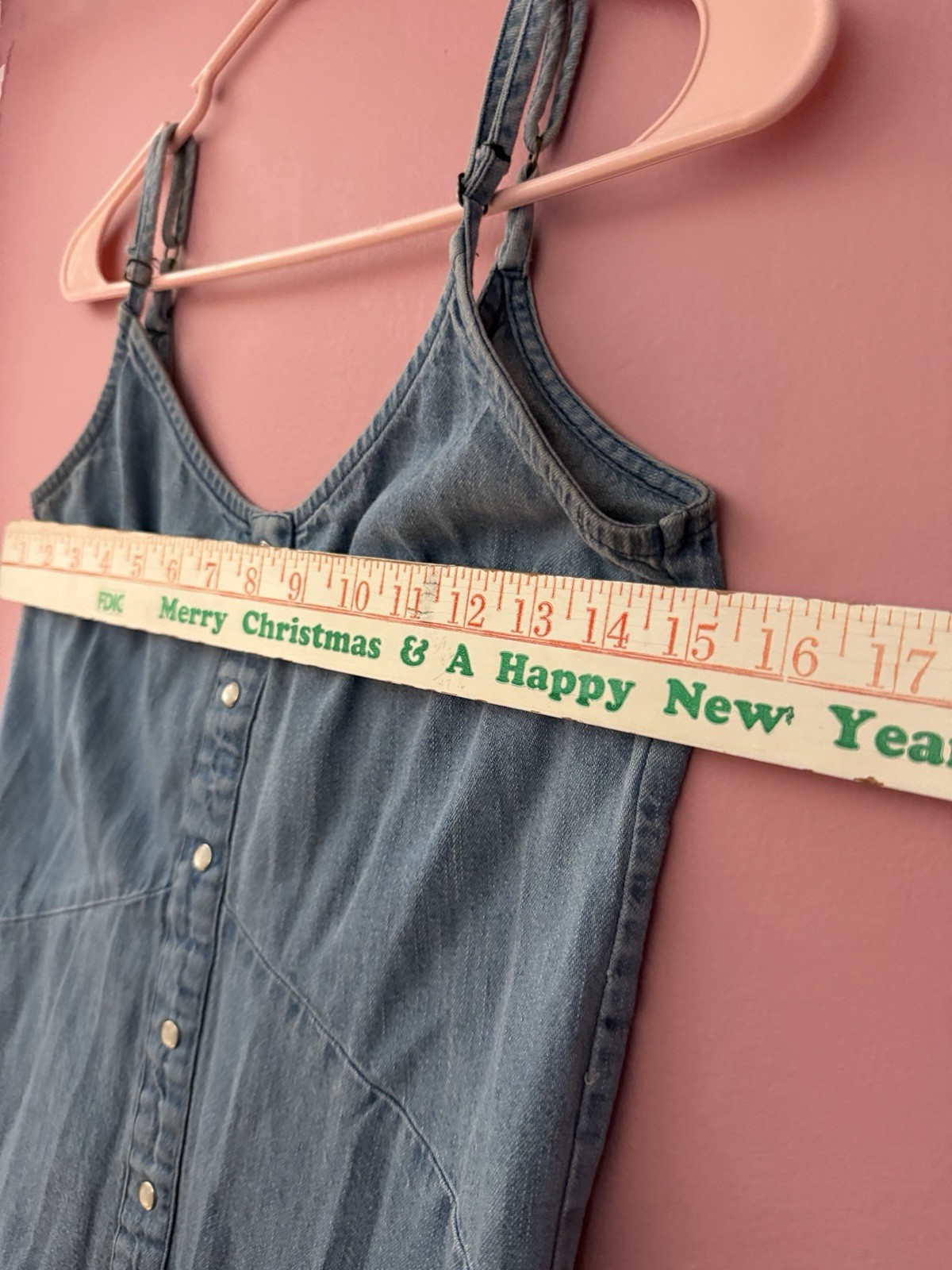 Spaghetti Strap Button Down Denim Mini Dress Jean Dress small