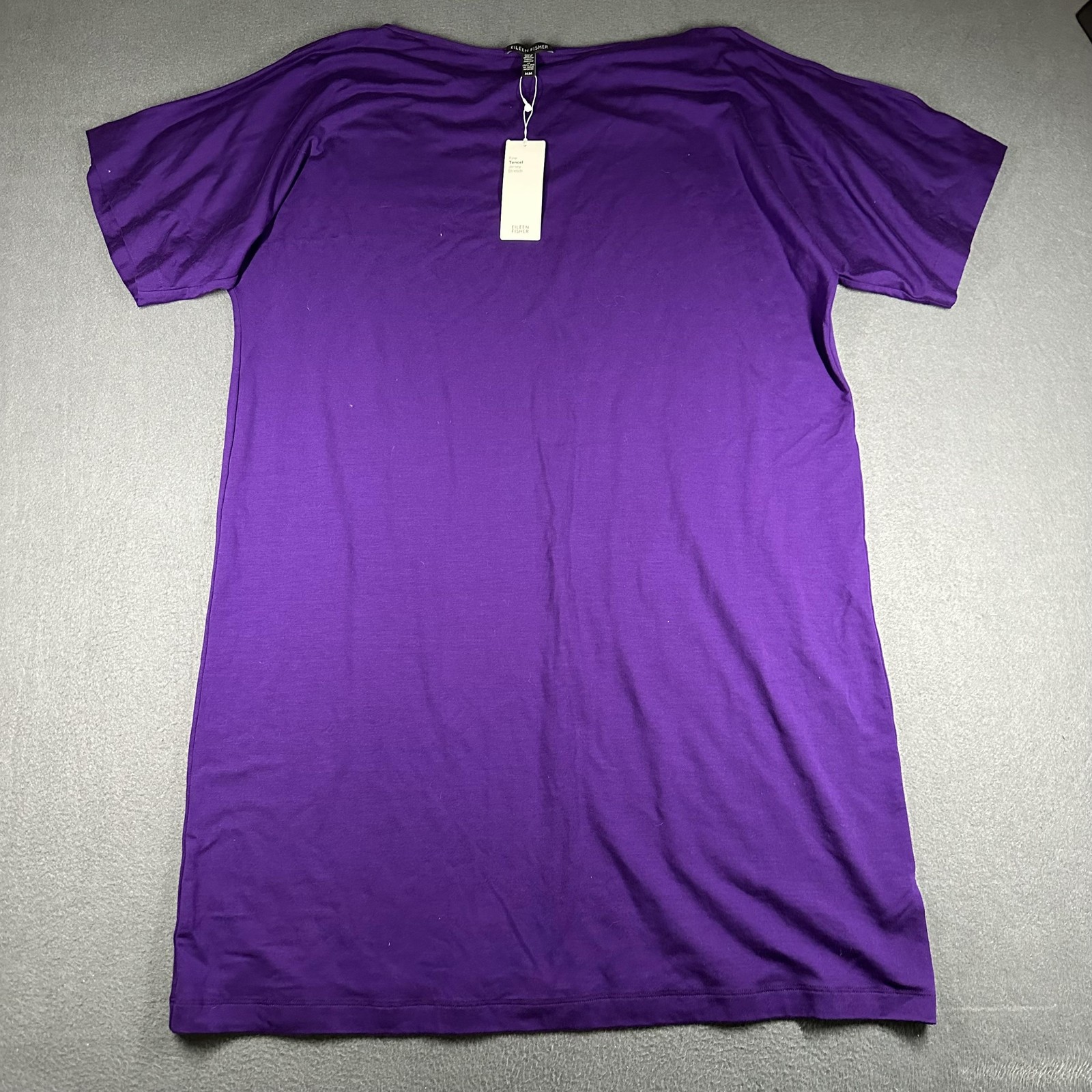 Eileen Fisher Dress Womens Medium Purple Tencel Jersey Bateau Kimono Shift