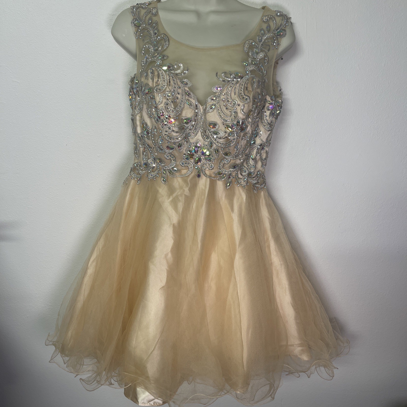 Dancing Queen Dress Features Sparkling Silver Embellished Bodice Med
