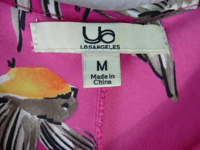 Ya Los Angeles Short Sleeve Size M Pink Multicolor Birds Summer Tunic Dress