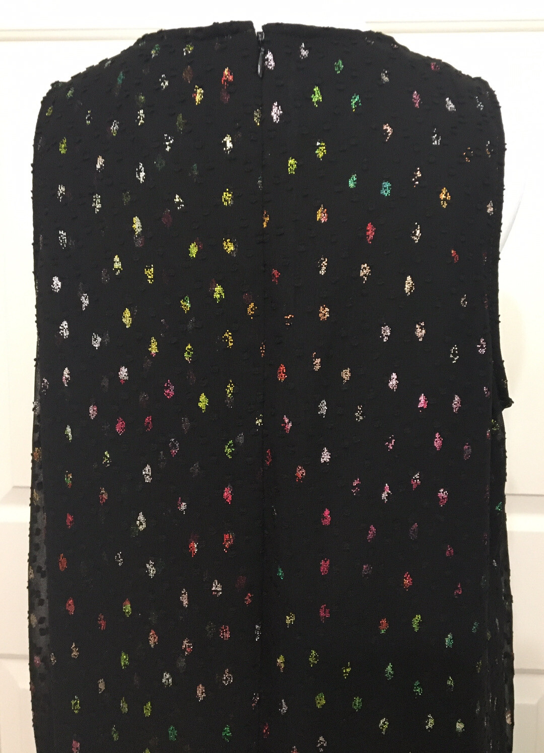 NWT Alex Marie size 10 black pink gold sleeveless polka dot dress $148