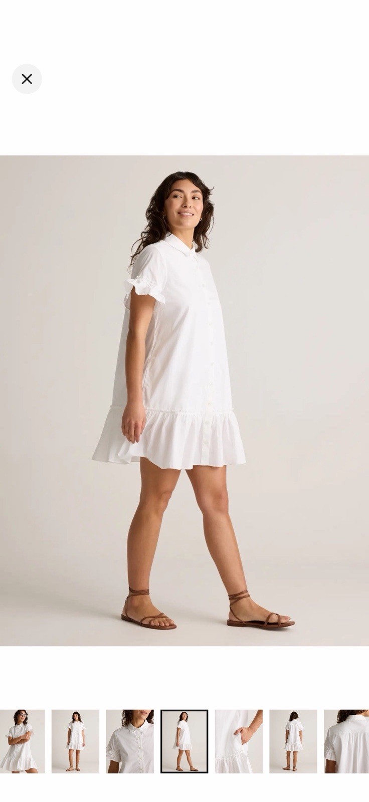 Quince 100% Organic Cotton Poplin Short Sleeve Ruffle Shirt Dress NWT Size M