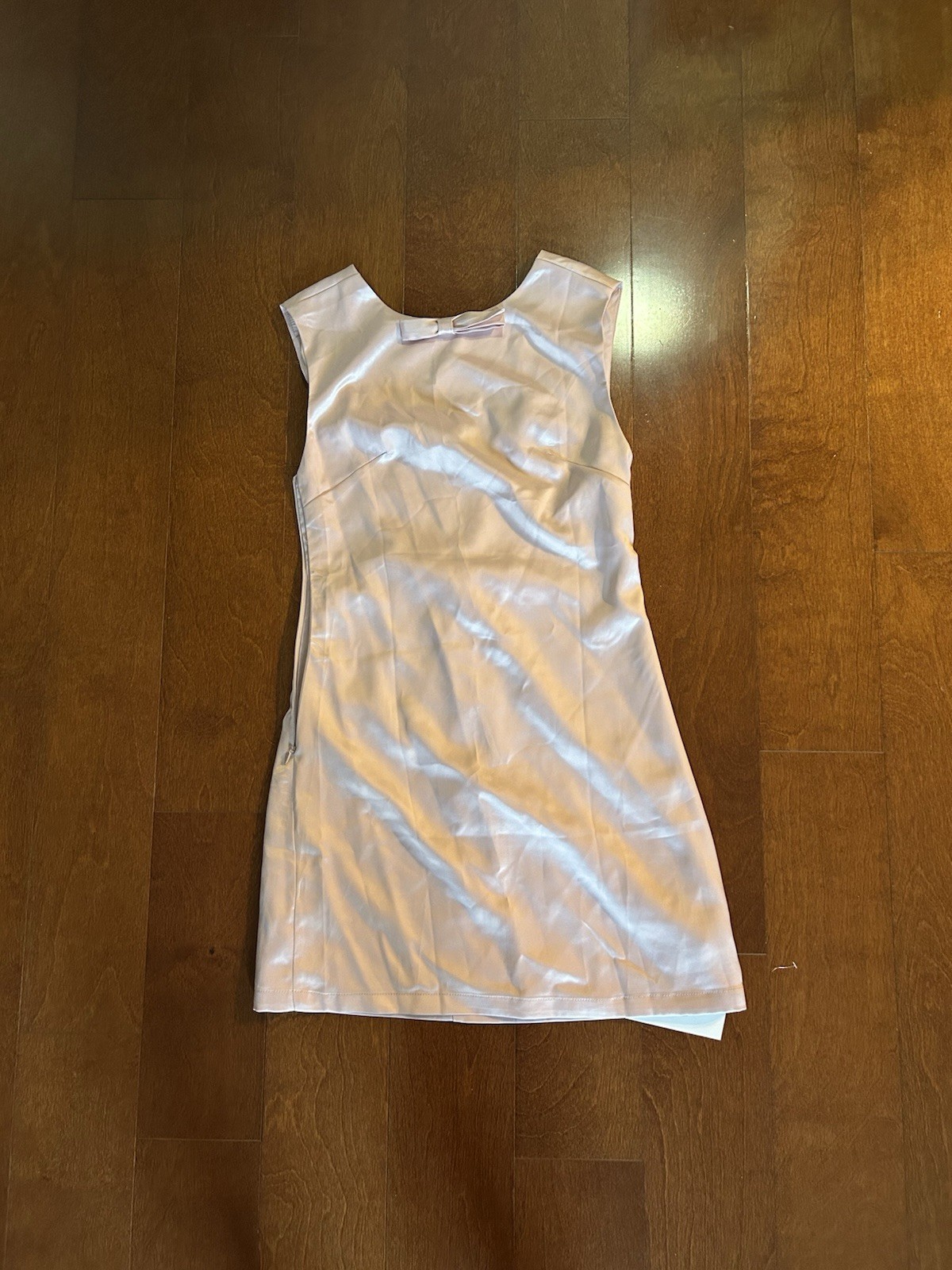 Cute Pink Satin Semi Formal Dress With Bows. Open Back Size Small