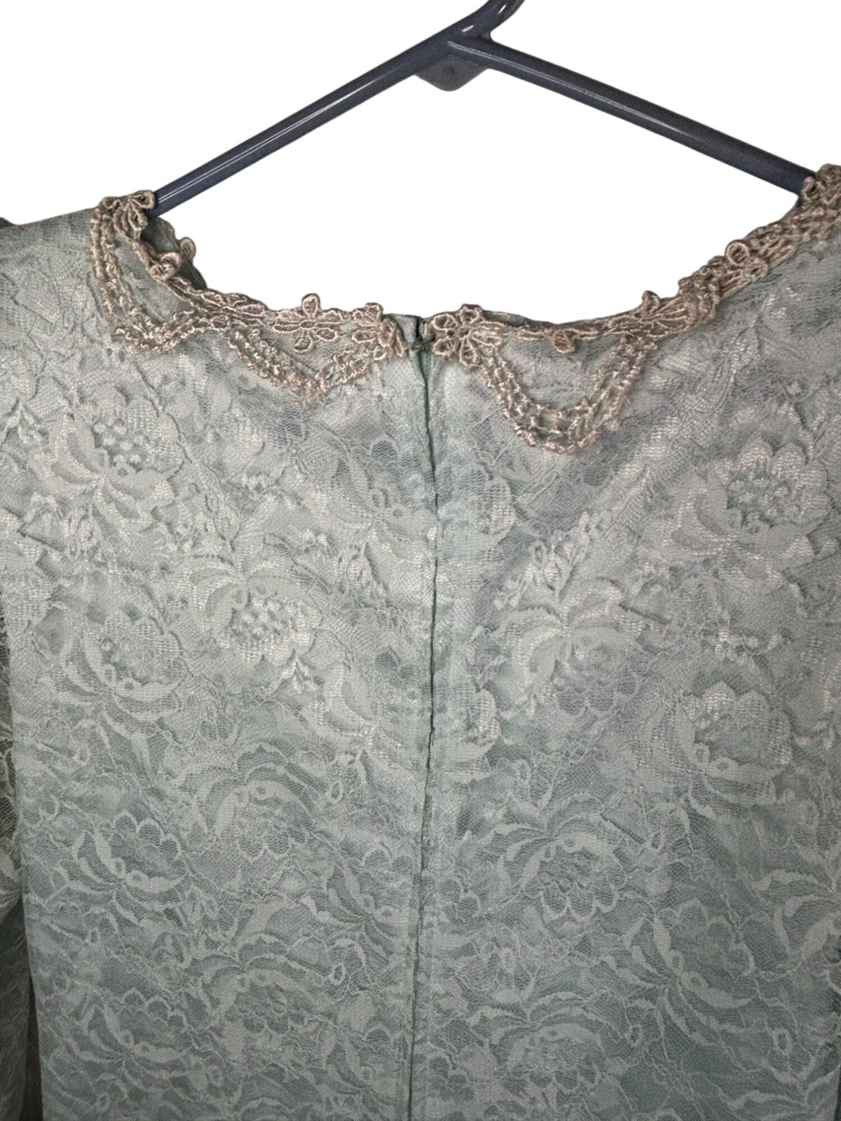 After Dark Dress Mint Green Lace Bow Beaded Size 5/6 USA Made Coquette Glam