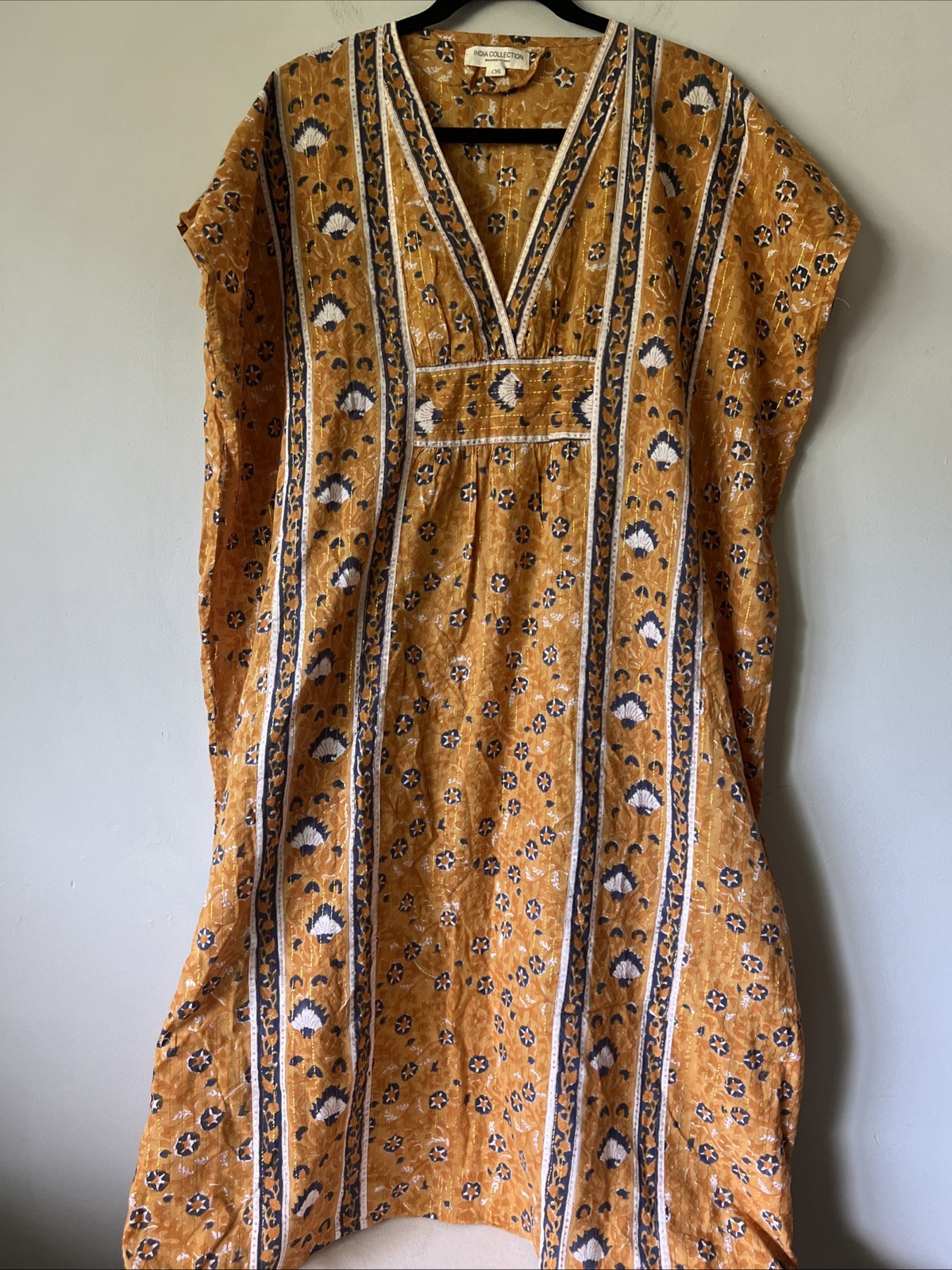 Emerson Fry India Collection Francina Caftan Midi Dress Saffron Lurex One Size