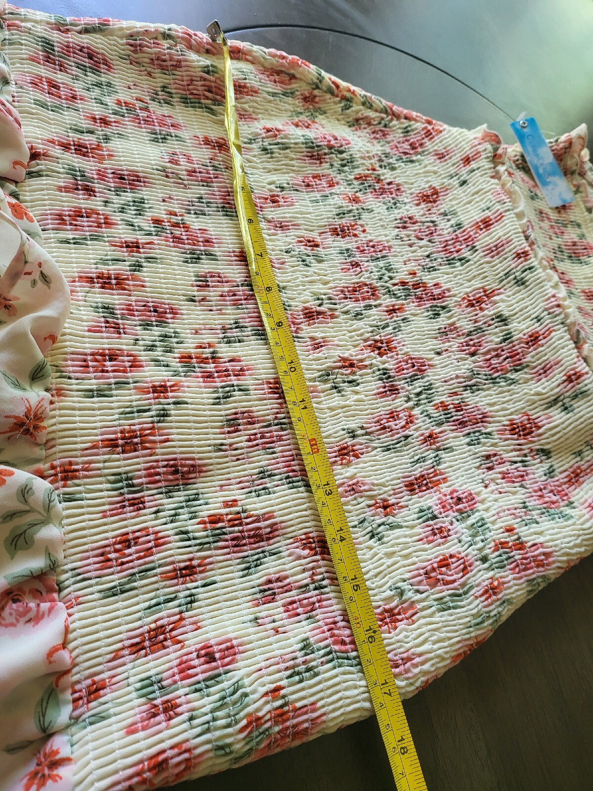 Cloud & Sky Beautiful Cream Floral Ribbed Sundress W/Ruffle Edge Size M