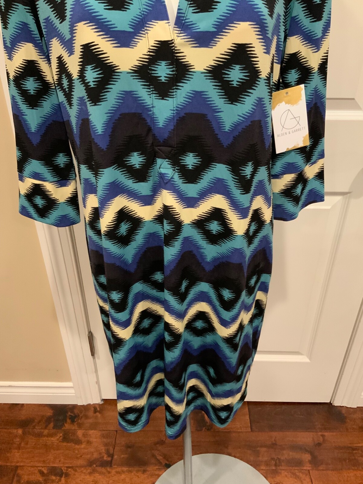 Rachel Roy Multi Blue Patterned “Desert Bloom Lapis Comb” Dress, Size XL, NWT!
