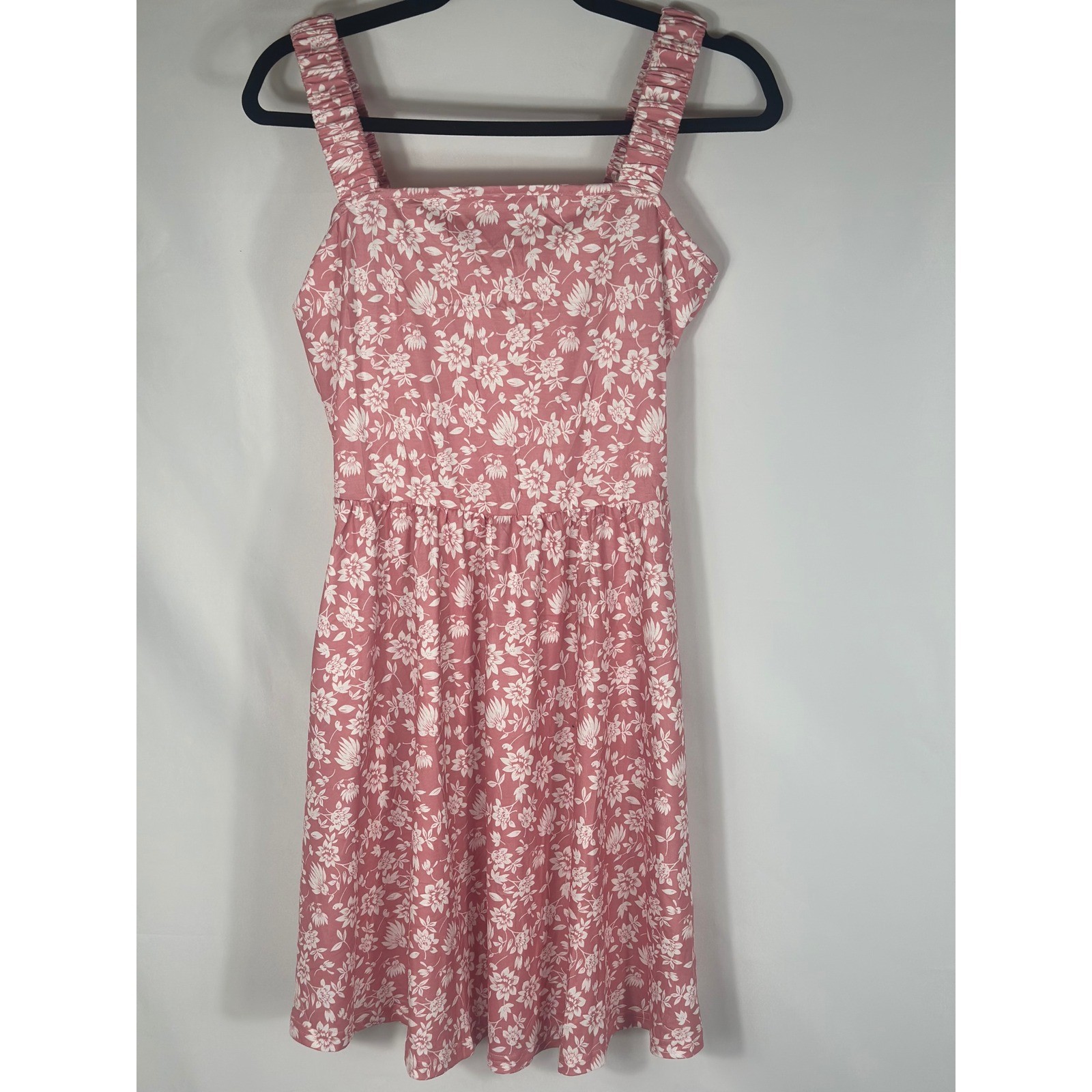 Pink White Floral Smocked Square Neck Mini Dress -HUHOT— Women’s Size M