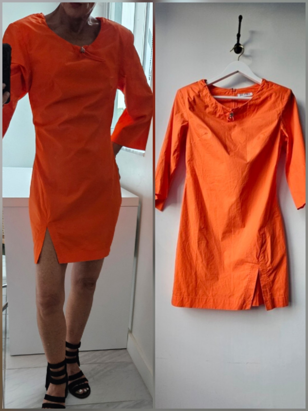 The Attico Woman’s Bright Orange Bell Sleeve Bunji Cord Mini Dress