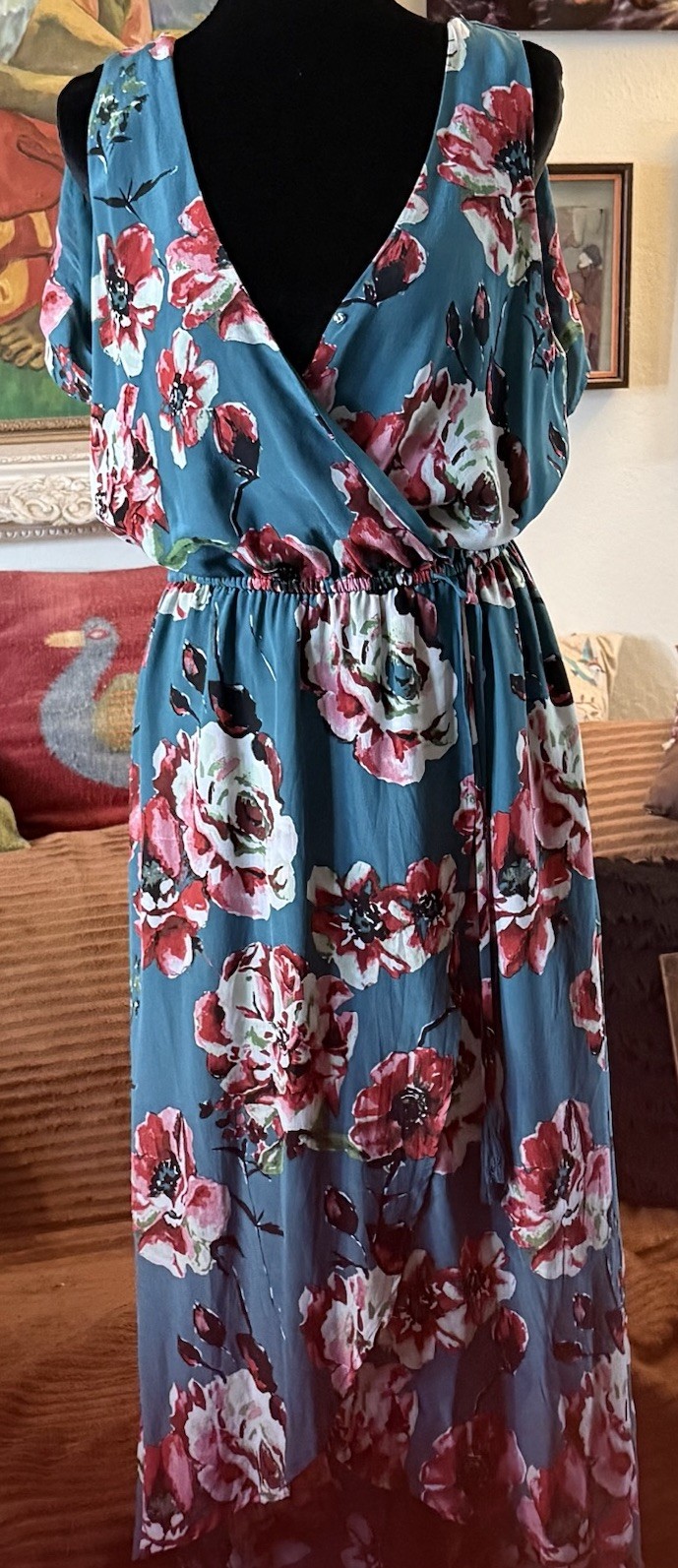 ~NWT~ Lucky Brand V-Neck Sleeveless Tiered Ruffled Dress – Floral – Medium