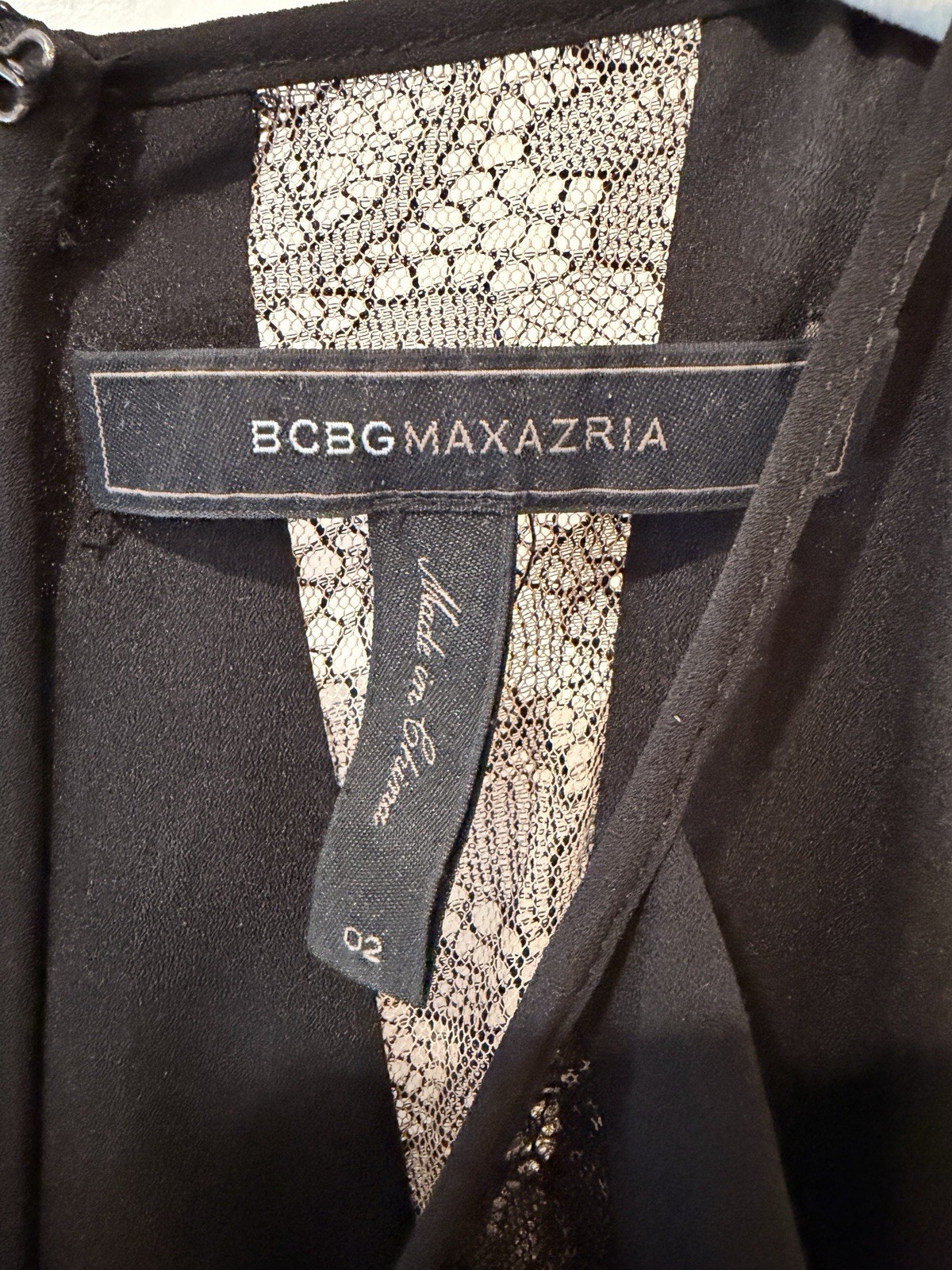 BCBGMAXAZRIA Black Kalli Lace Insert Dress Size 2